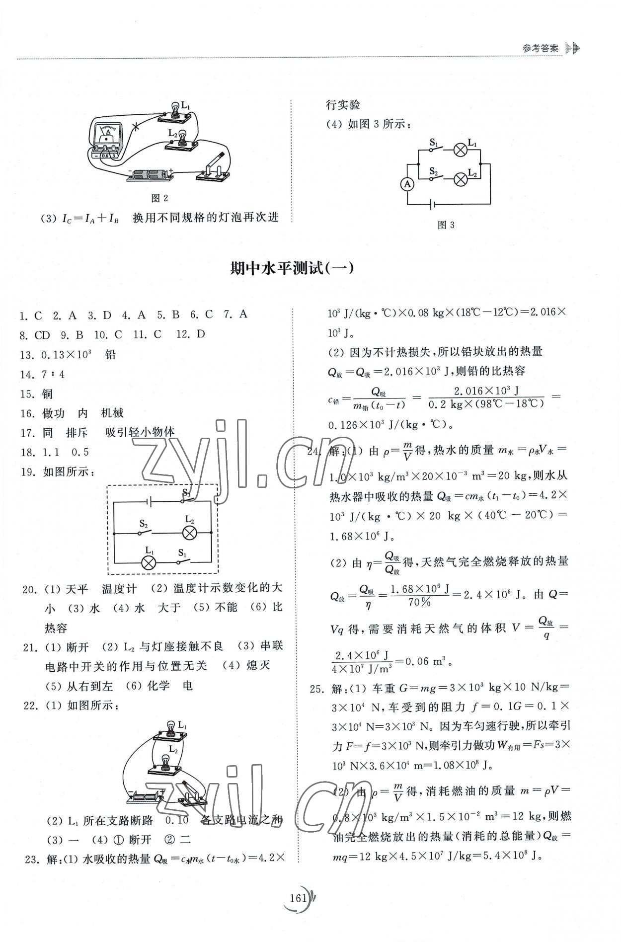 2022年同步練習(xí)冊(cè)山東科學(xué)技術(shù)出版社九年級(jí)物理全一冊(cè)人教版 參考答案第6頁