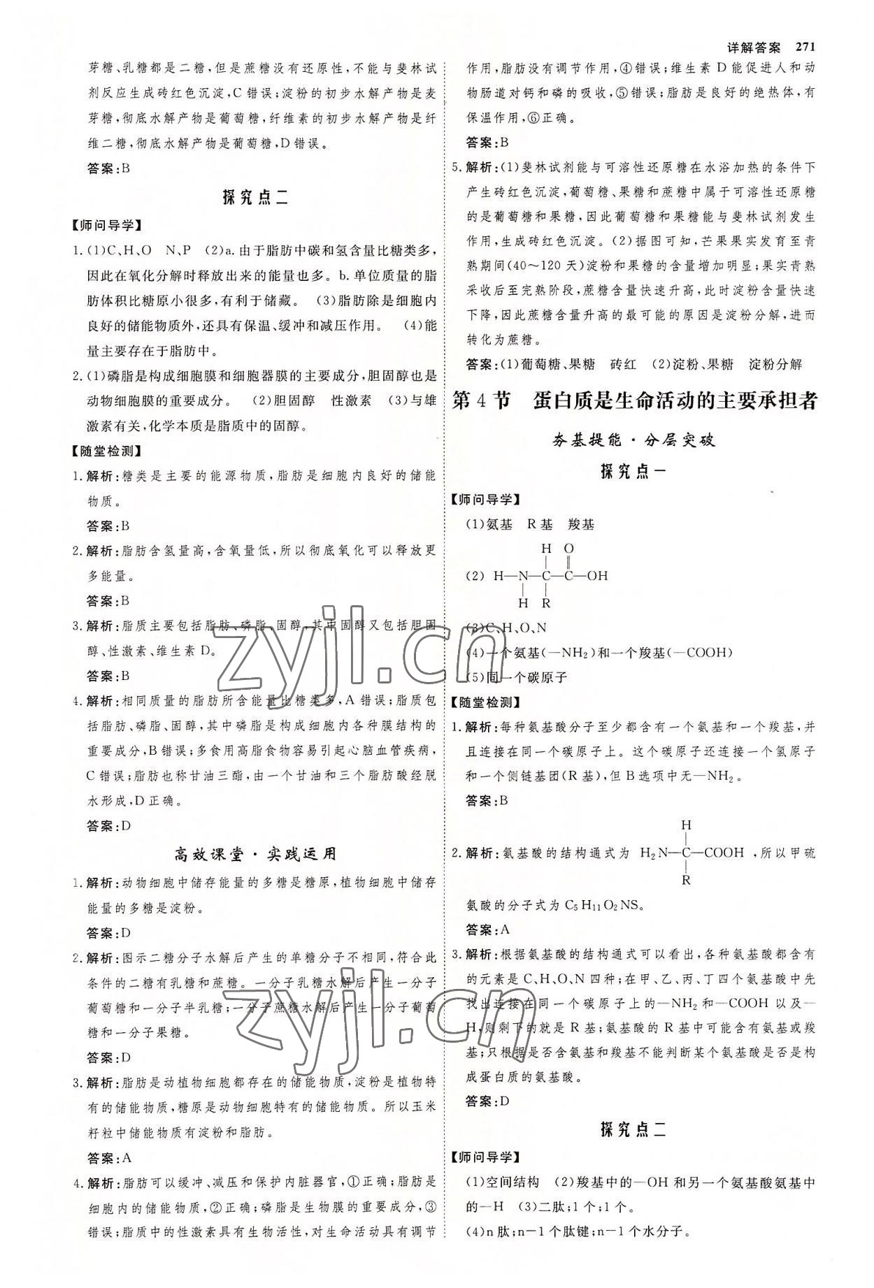 2022年師說(shuō)高中生物必修1人教版 參考答案第6頁(yè)