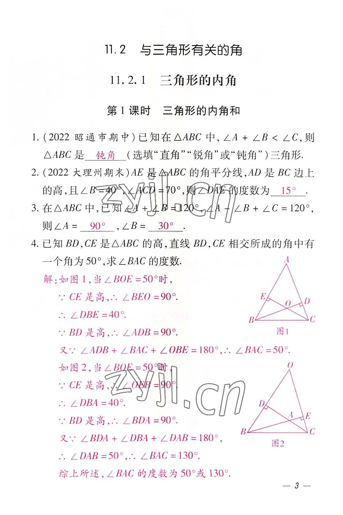 2022年本土攻略八年級(jí)數(shù)學(xué)上冊(cè)人教版 參考答案第3頁