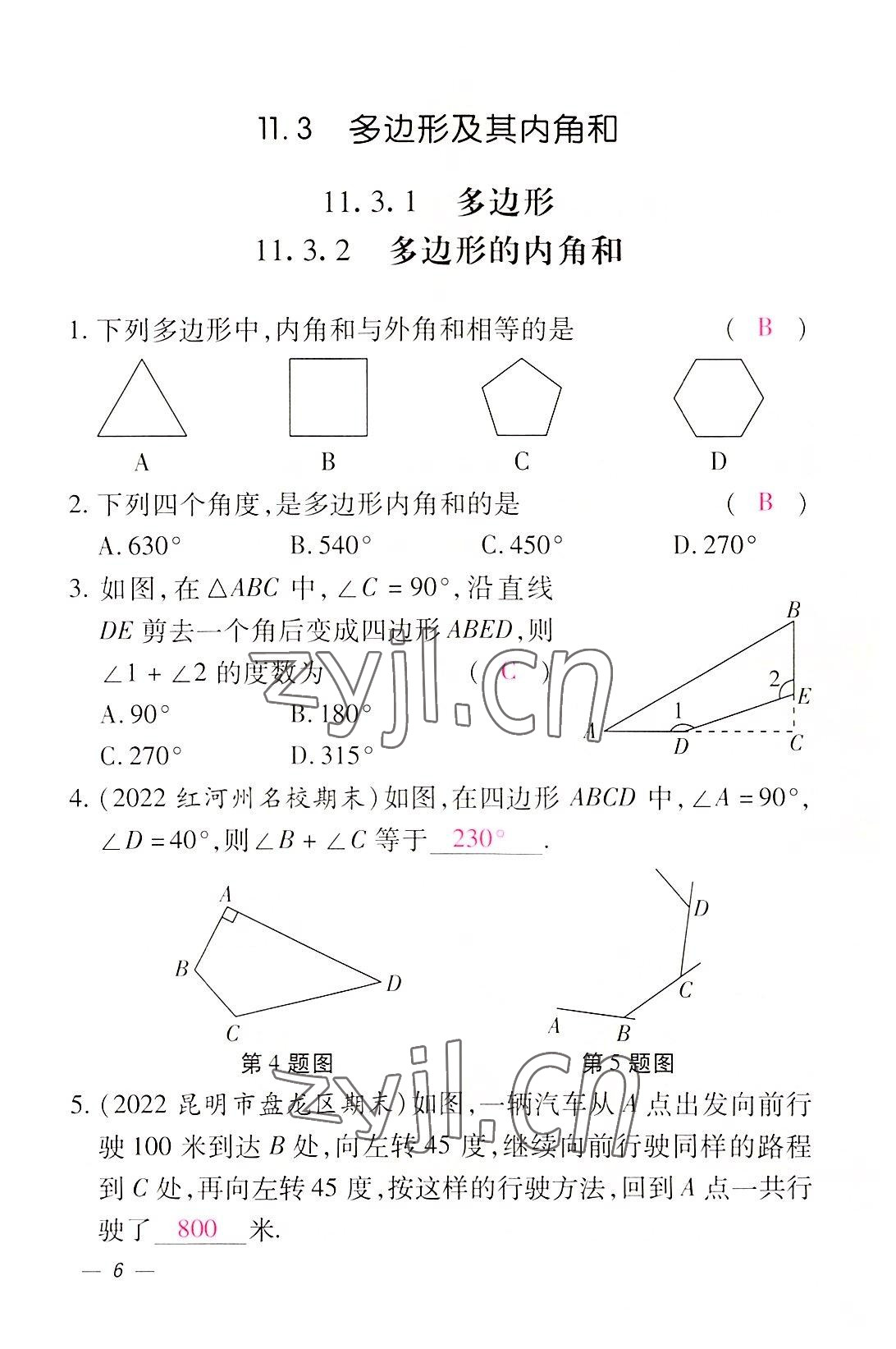 2022年本土攻略八年级数学上册人教版 参考答案第6页