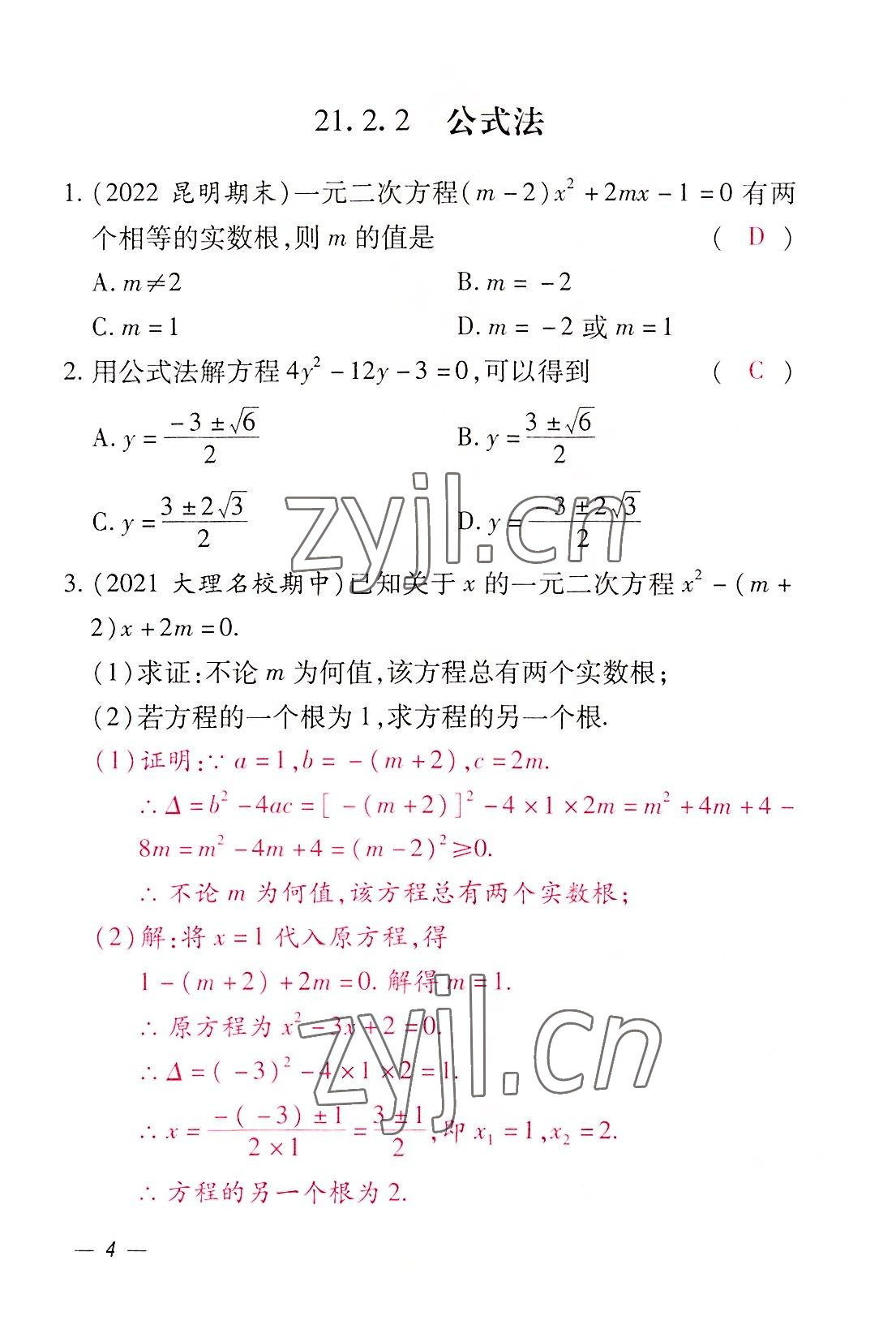 2022年本土攻略九年级数学全一册人教版 参考答案第11页