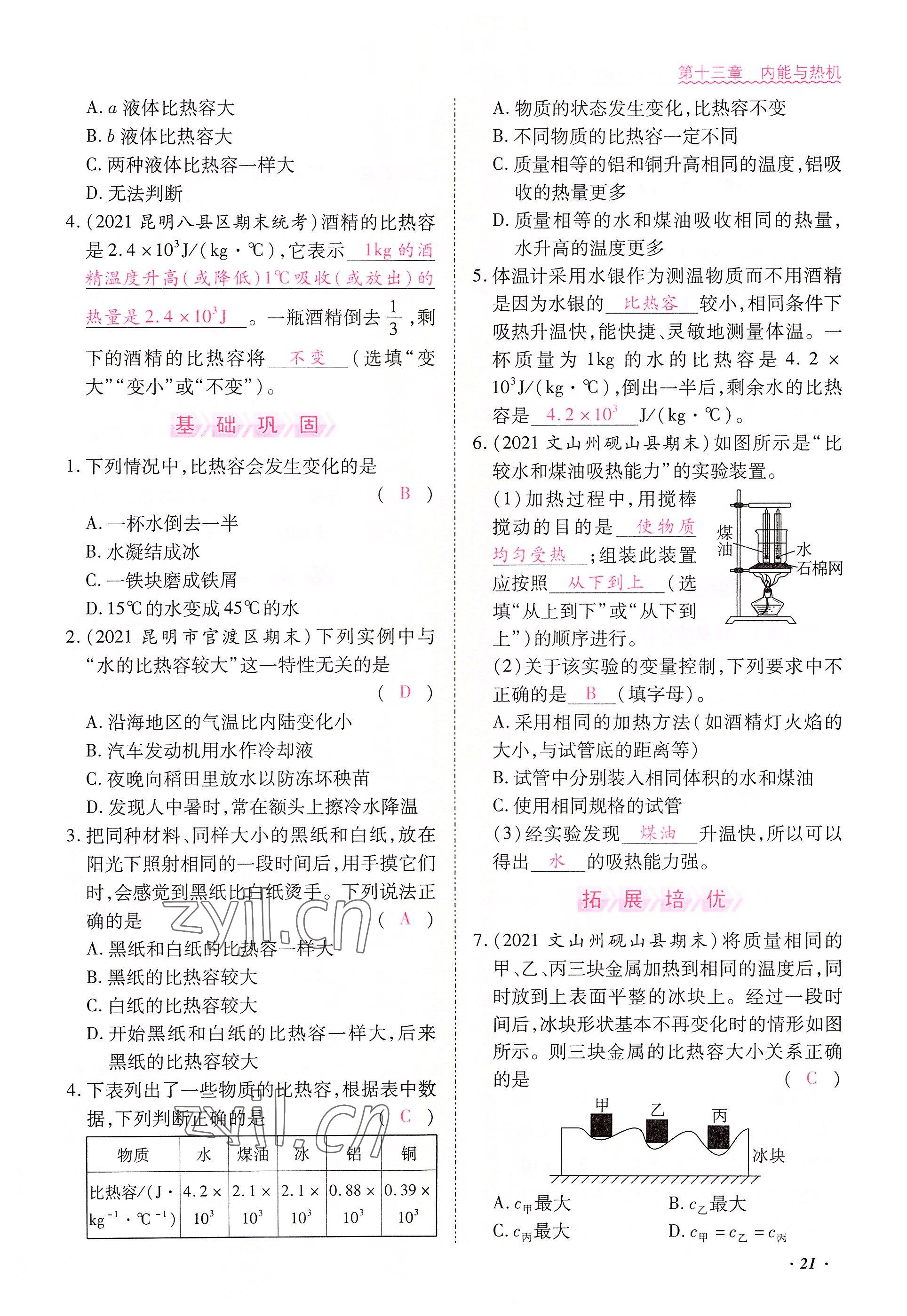 2022年本土攻略九年级物理全一册沪科版 参考答案第57页