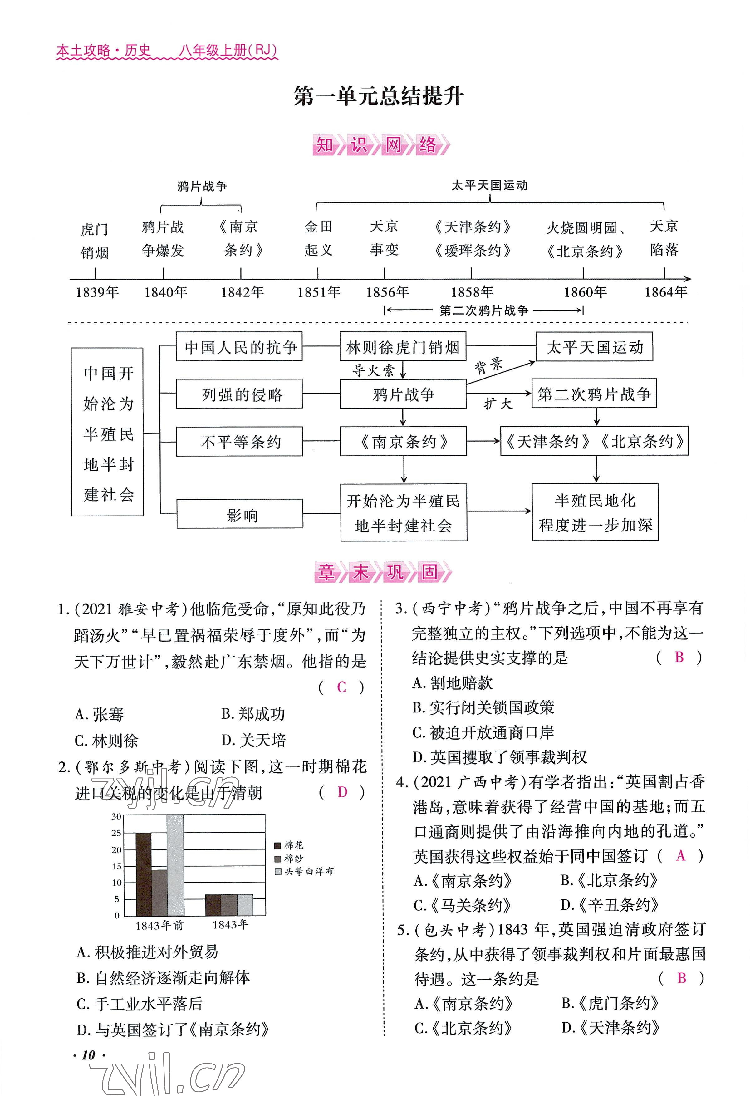 2022年本土攻略八年级历史上册人教版 参考答案第10页