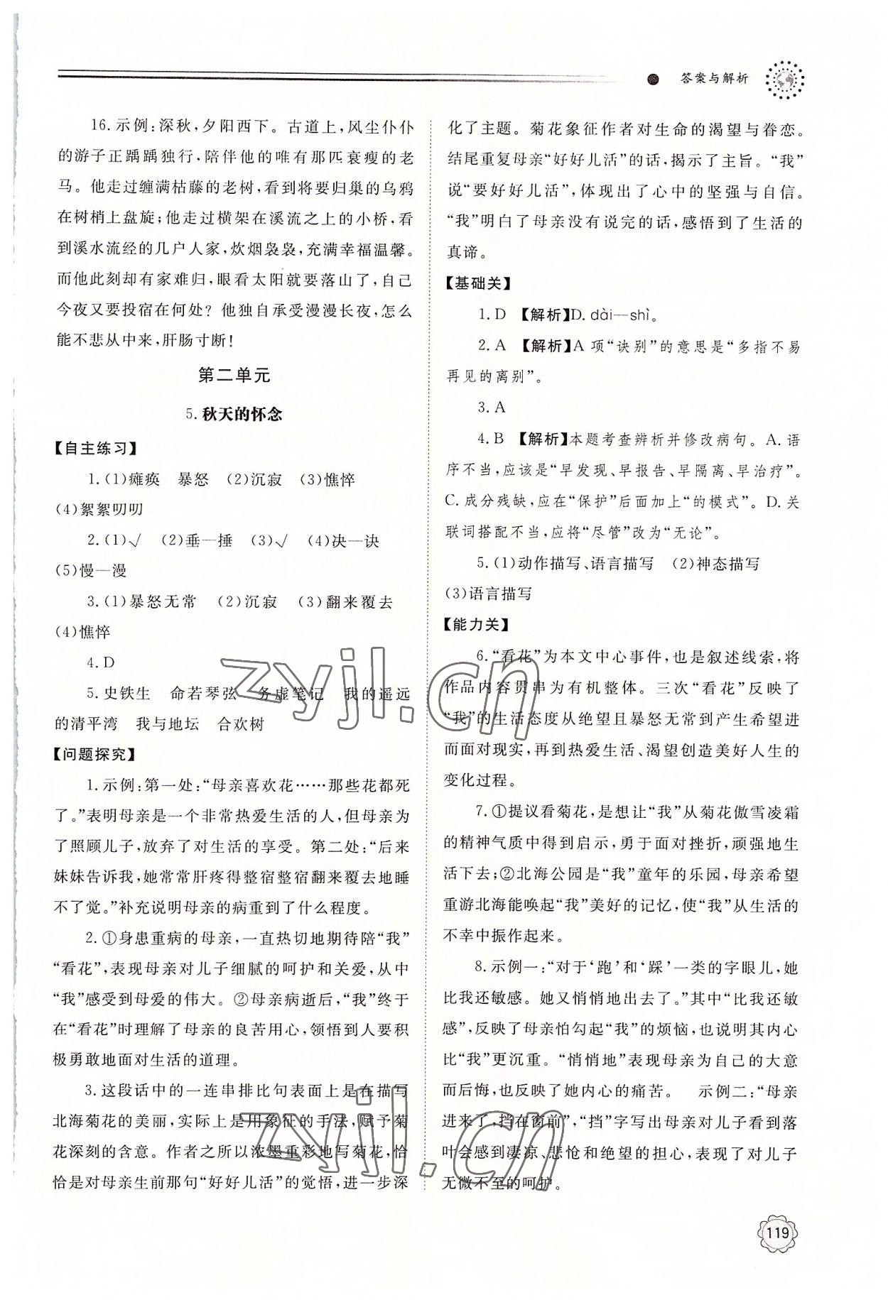 2022年初中同步練習(xí)冊(cè)七年級(jí)語(yǔ)文上冊(cè)人教版 第5頁(yè)