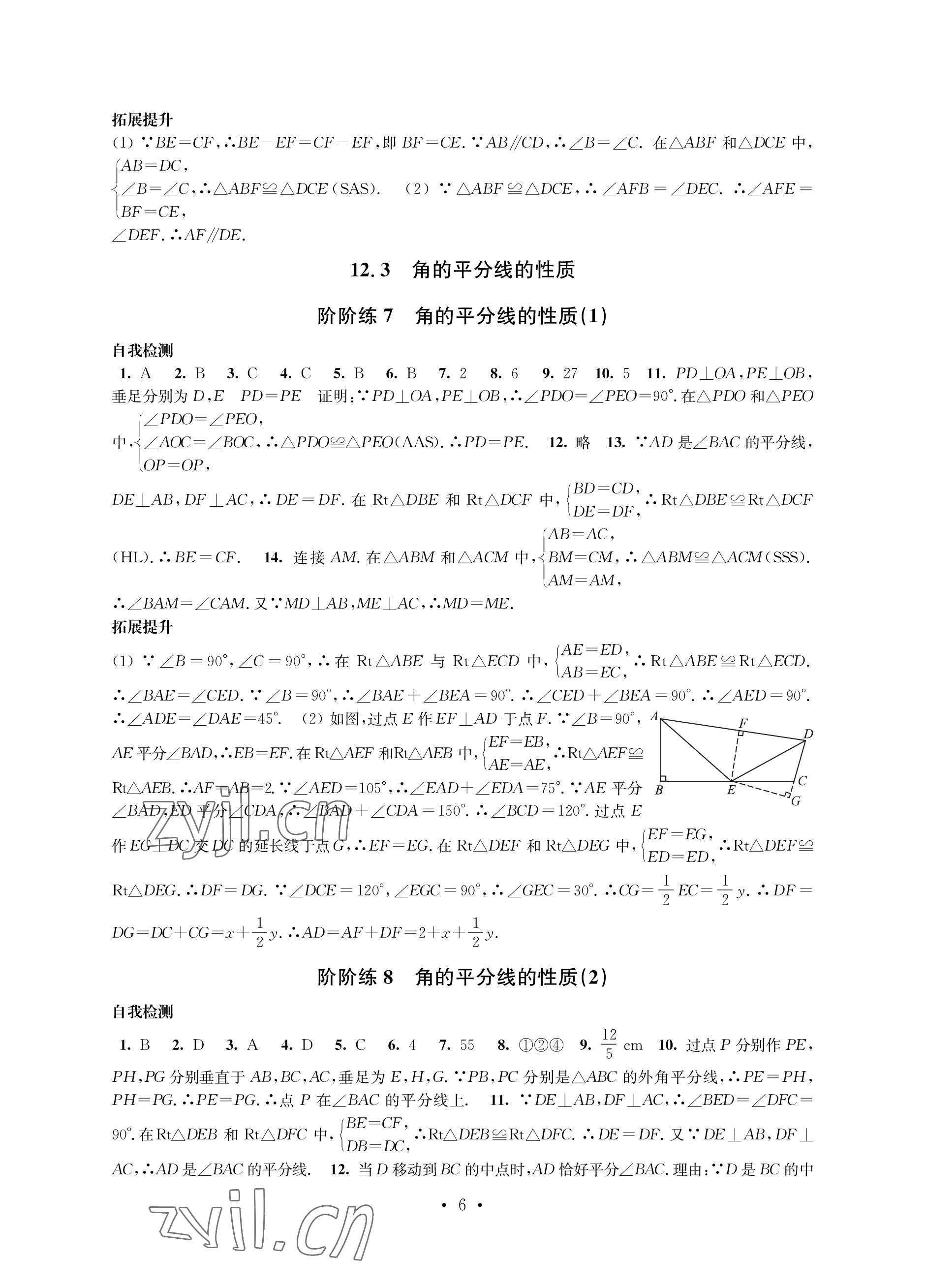 2022年自我提升與評價八年級數(shù)學(xué)上冊 參考答案第6頁