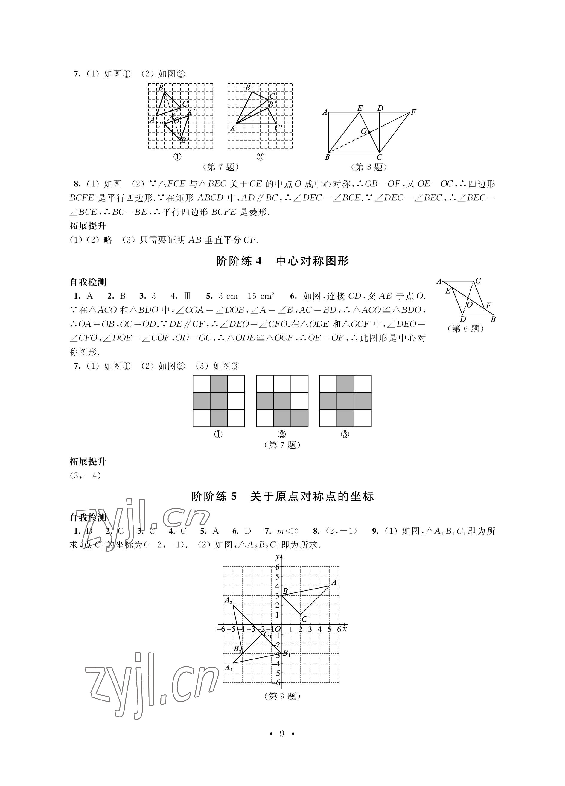 2022年自我提升與評價九年級數(shù)學(xué)上冊 參考答案第9頁