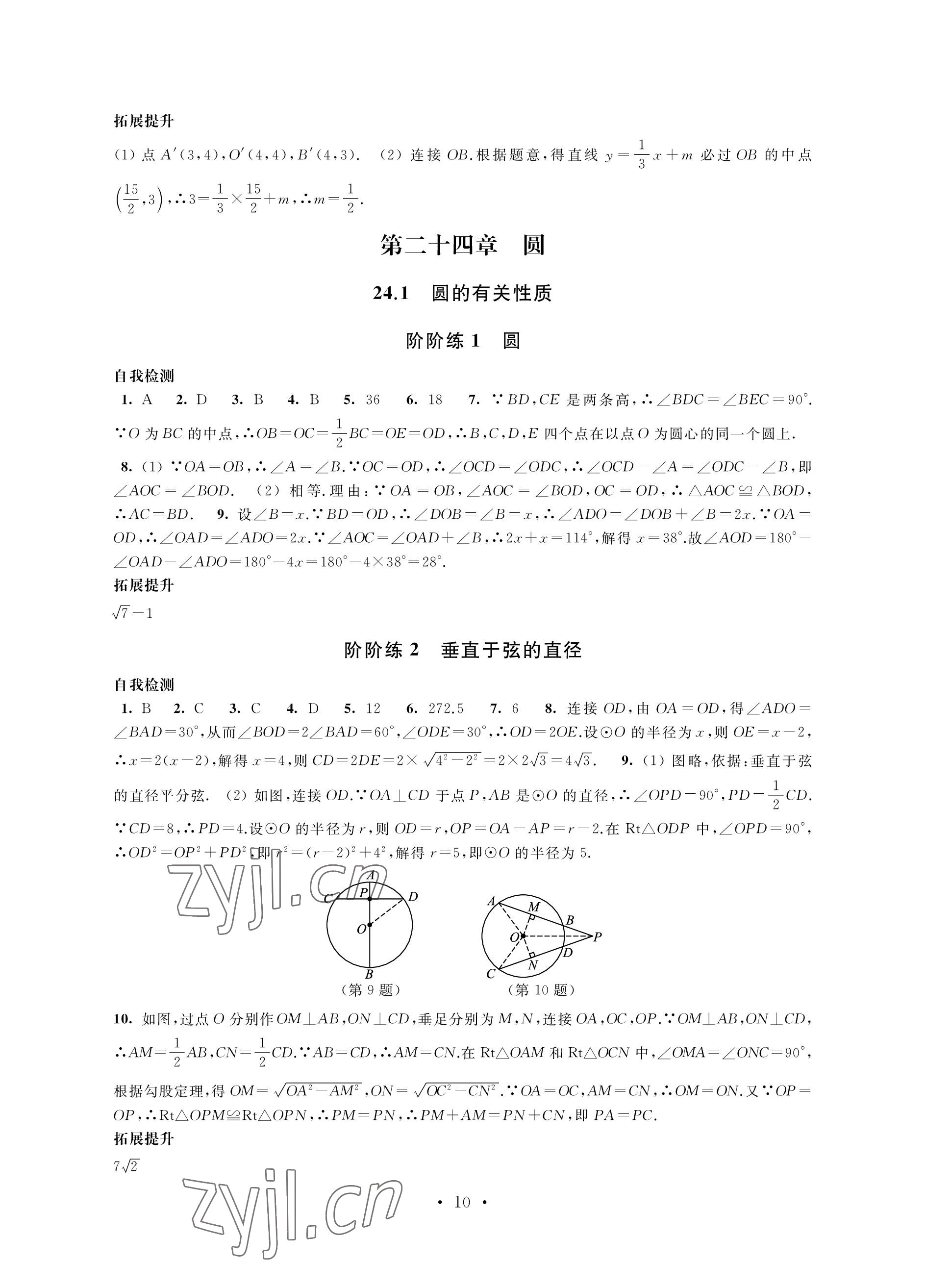 2022年自我提升與評價九年級數(shù)學上冊 參考答案第10頁