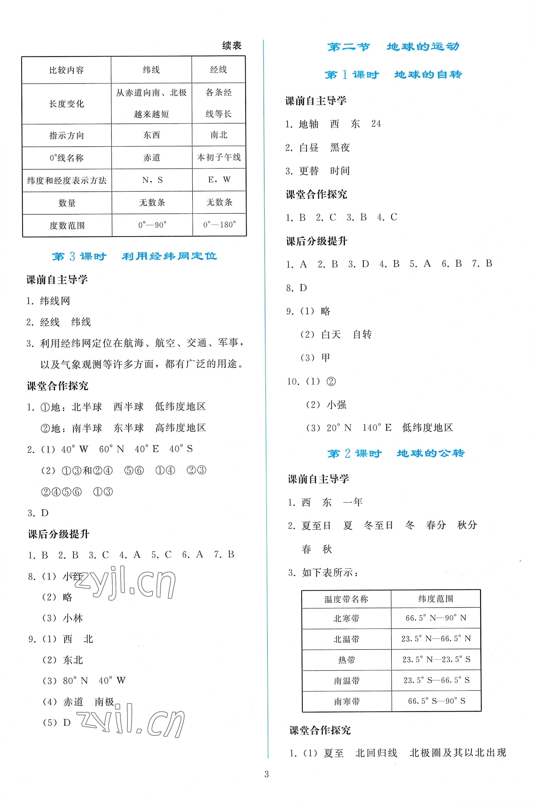 2022年同步轻松练习七年级地理上册人教版 参考答案第2页