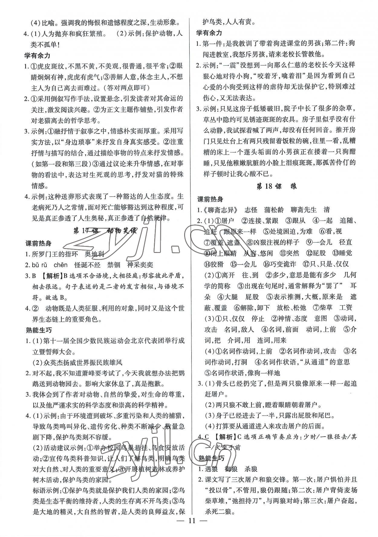 2022年基礎(chǔ)精練七年級(jí)語文上冊(cè)人教版深圳專版 第11頁