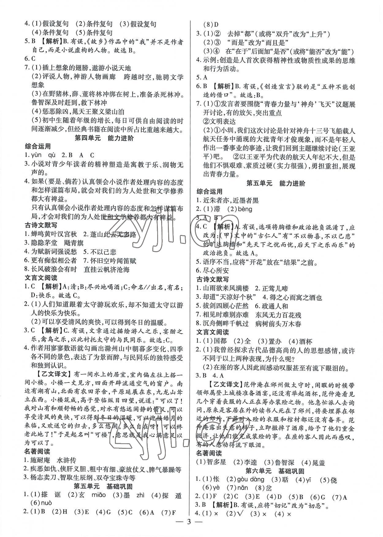 2022年基礎(chǔ)精練九年級(jí)語文全一冊(cè)人教版深圳專版 第3頁