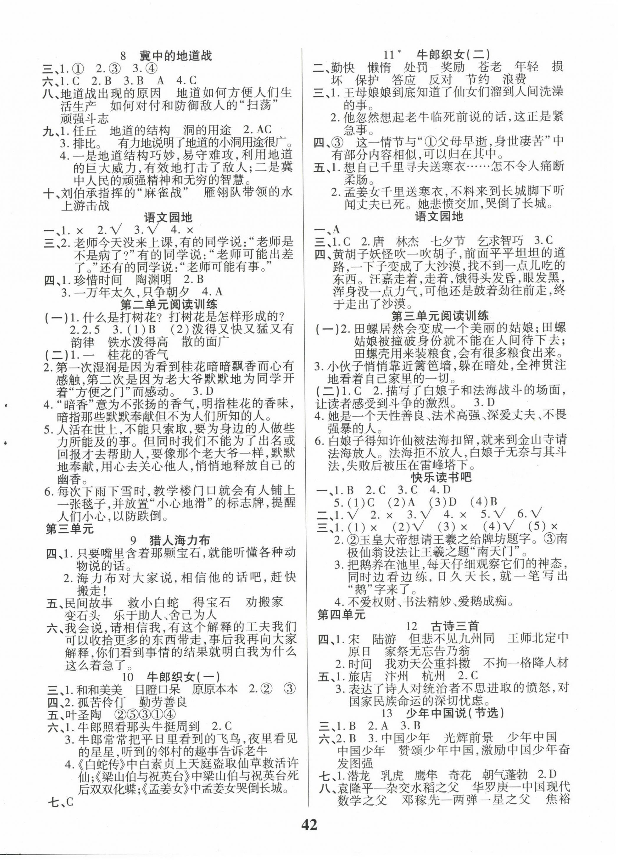 2022年優(yōu)秀三好生五年級語文上冊人教版 參考答案第2頁