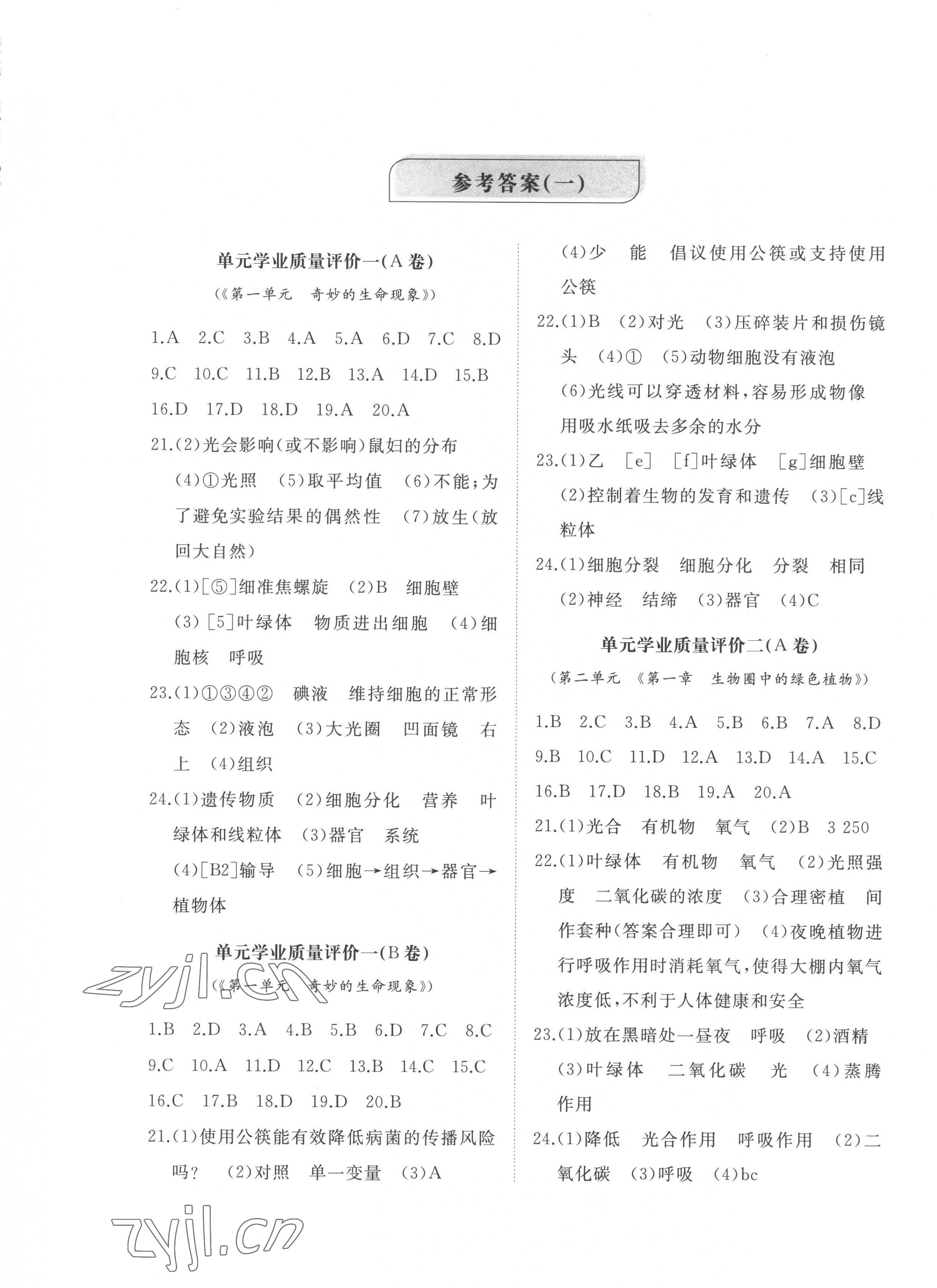 2022年精練課堂分層作業(yè)七年級生物上冊濟(jì)南版 第1頁