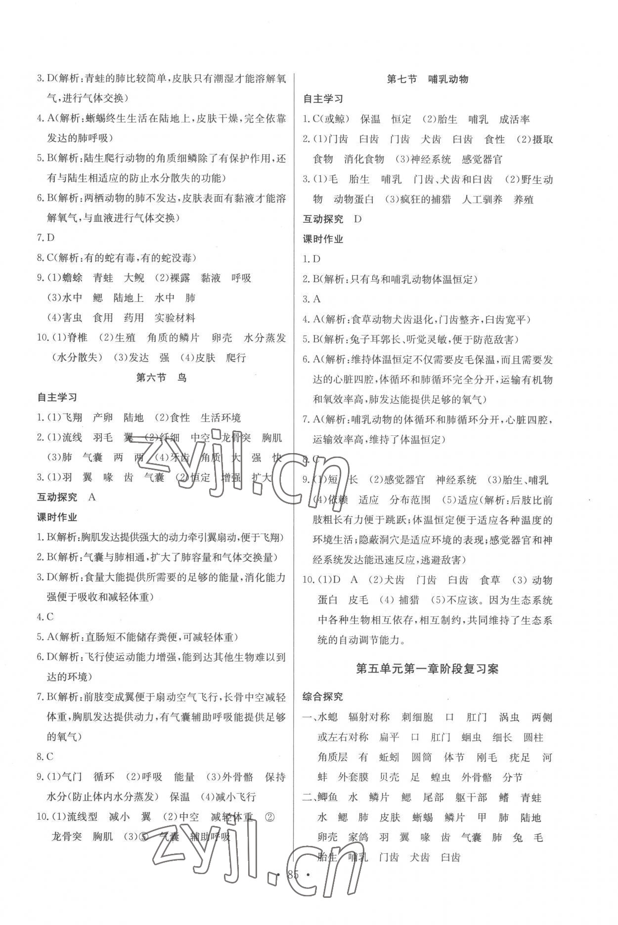 2022年長江全能學案同步練習冊八年級生物上冊人教版 第3頁