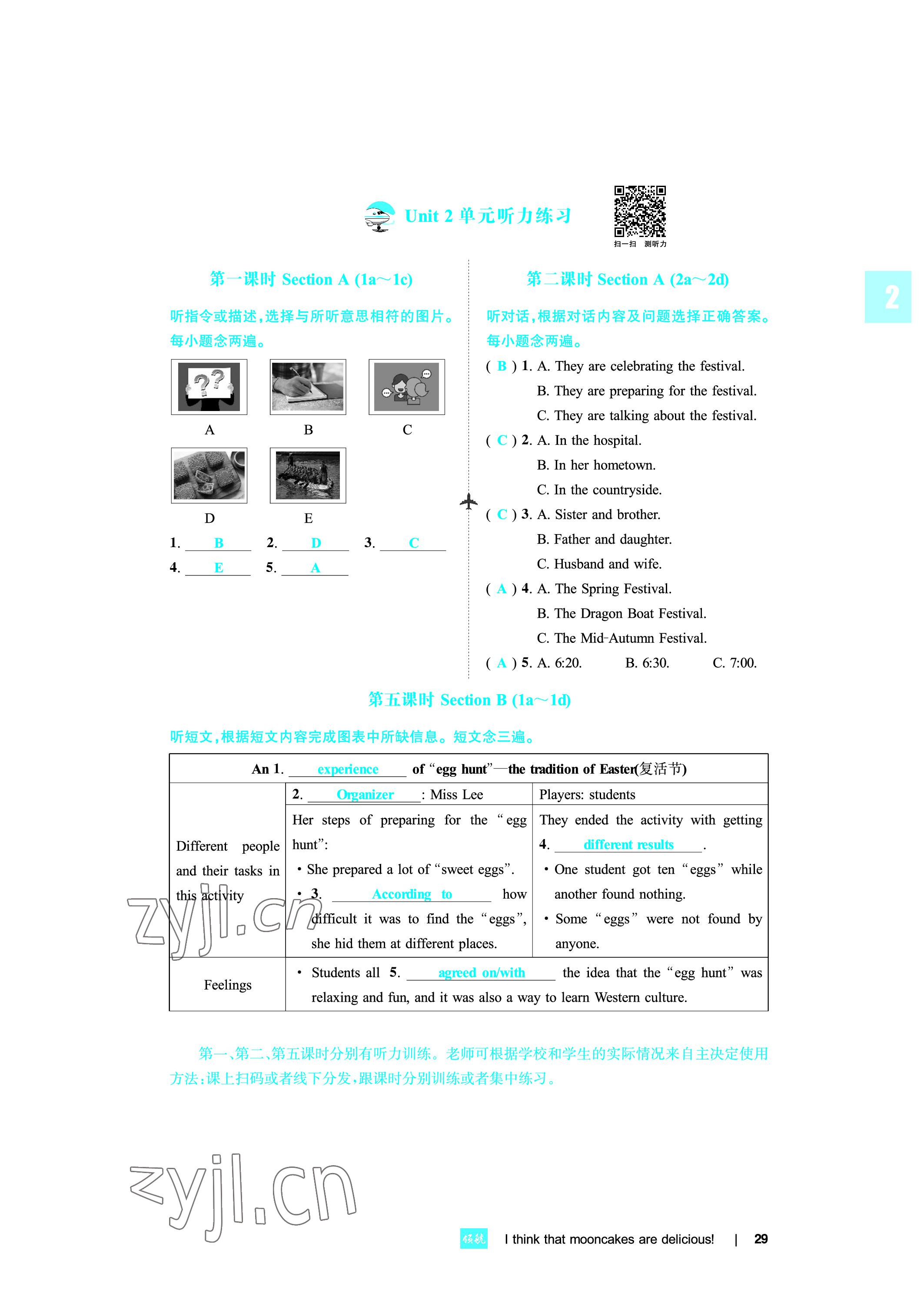 2022年領(lǐng)航英語(yǔ)九年級(jí)英語(yǔ)全一冊(cè)人教版 參考答案第29頁(yè)