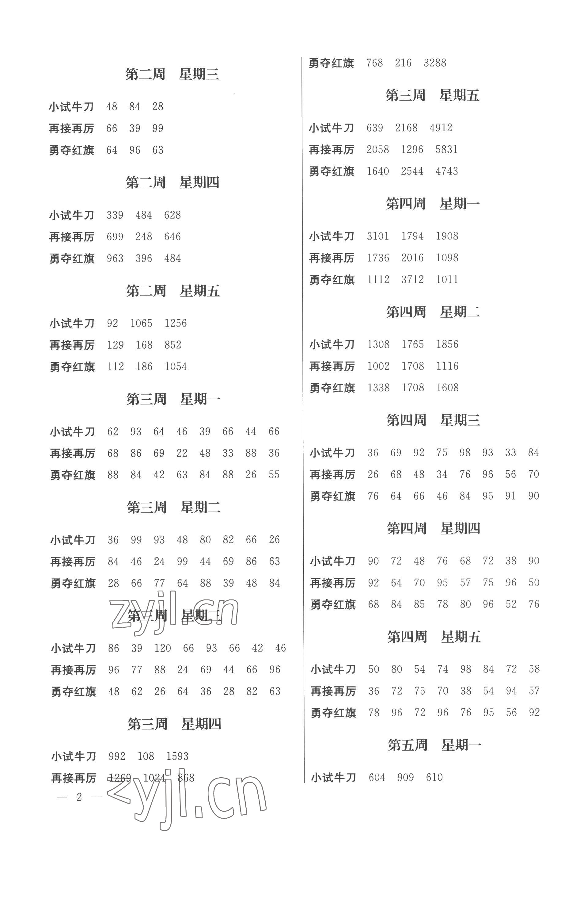 2022年口算心算速算三年級上冊蘇教版江蘇鳳凰美術(shù)出版社 第2頁