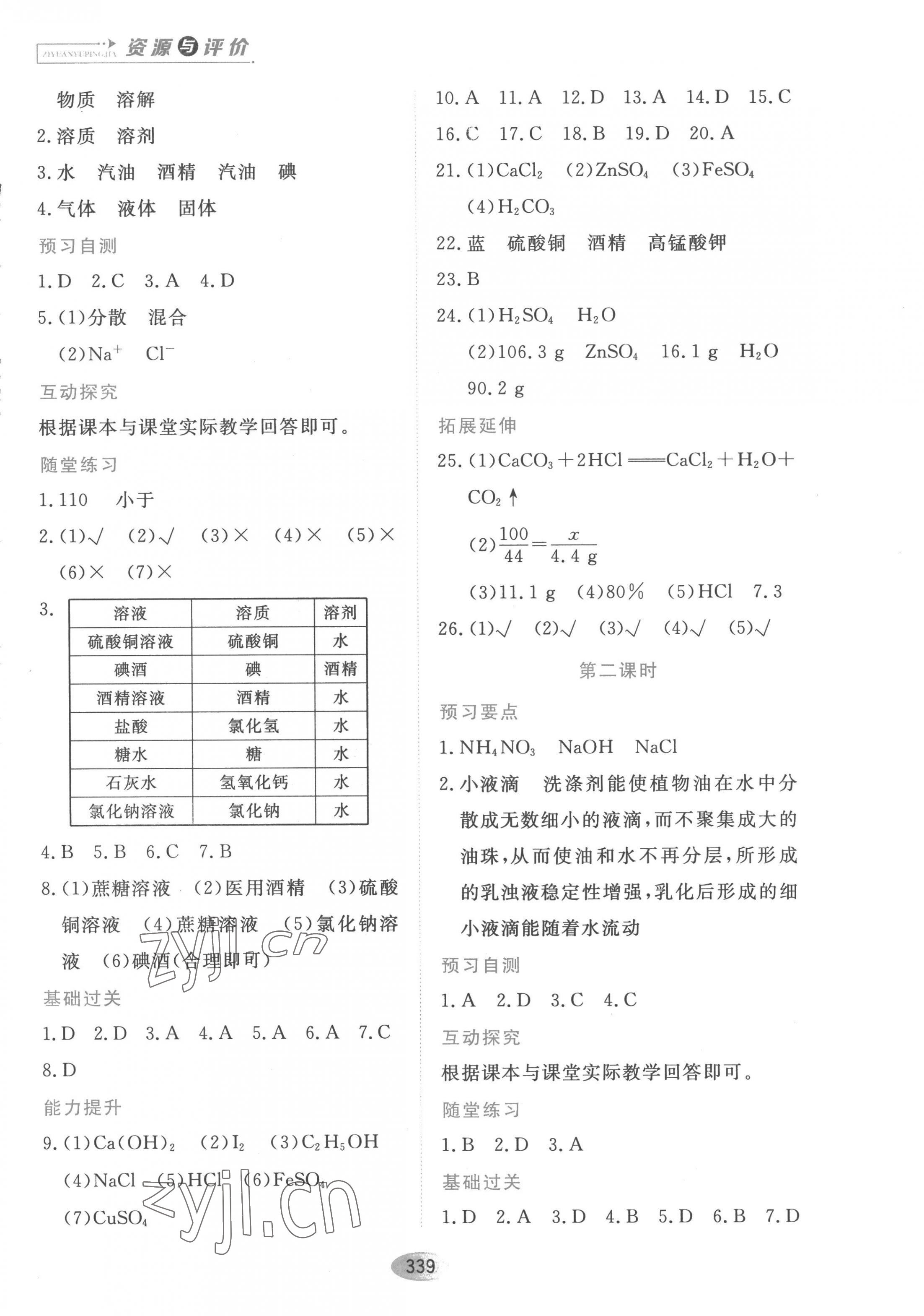 2022年資源與評價黑龍江教育出版社九年級化學(xué)全一冊人教版五四制 第9頁