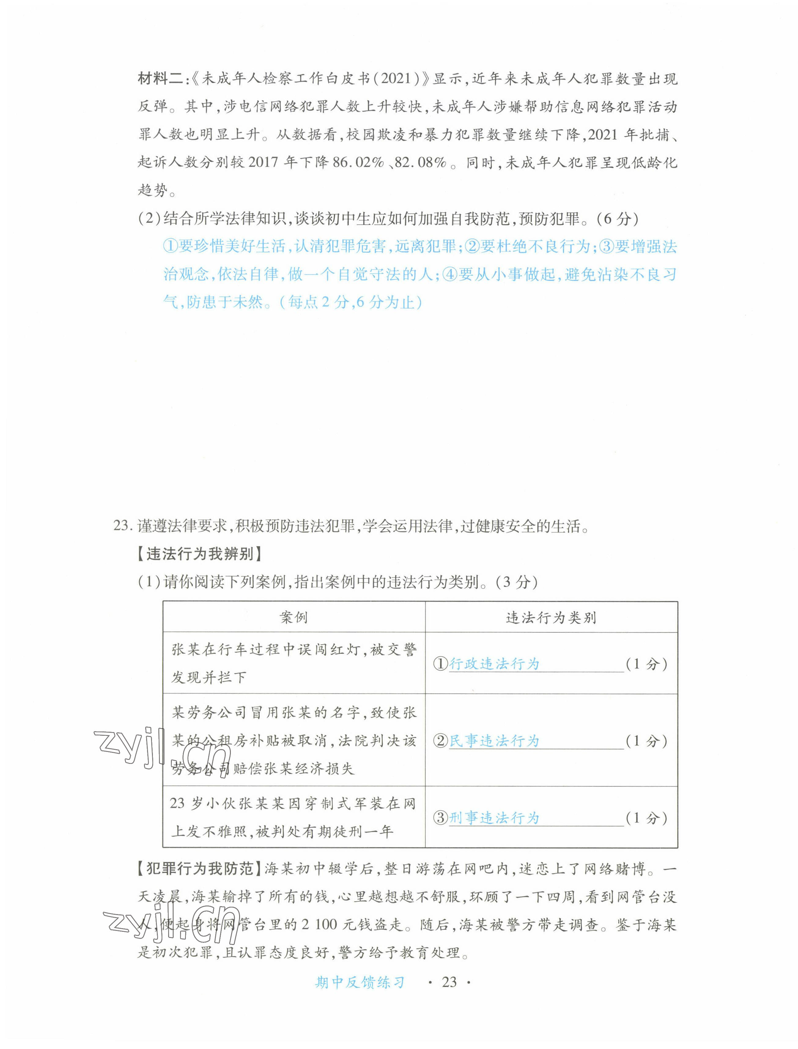 2022年一课一练创新练习八年级道德与法治上册人教版 第23页