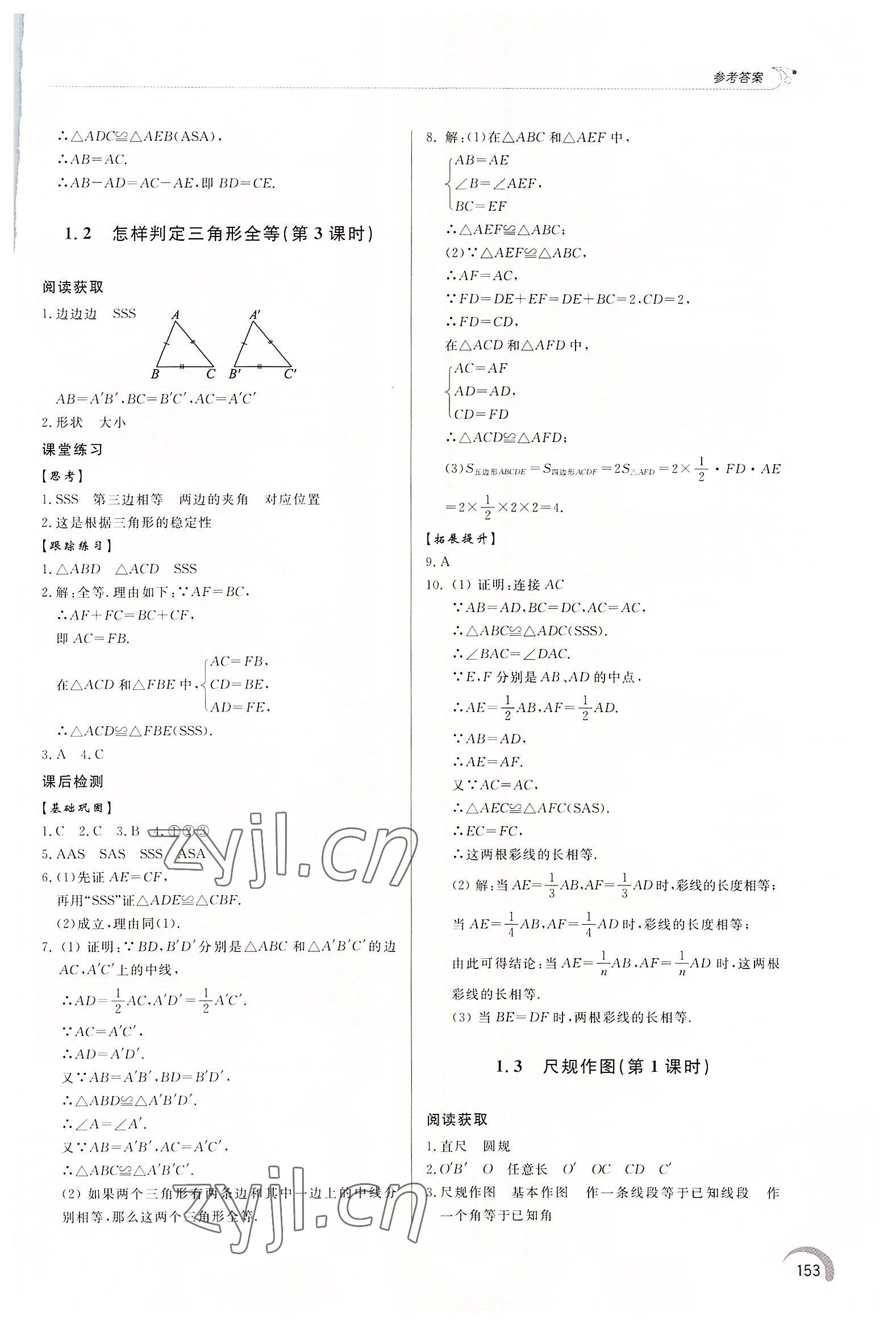 2022年同步練習(xí)冊泰山出版社八年級數(shù)學(xué)上冊青島版 第3頁