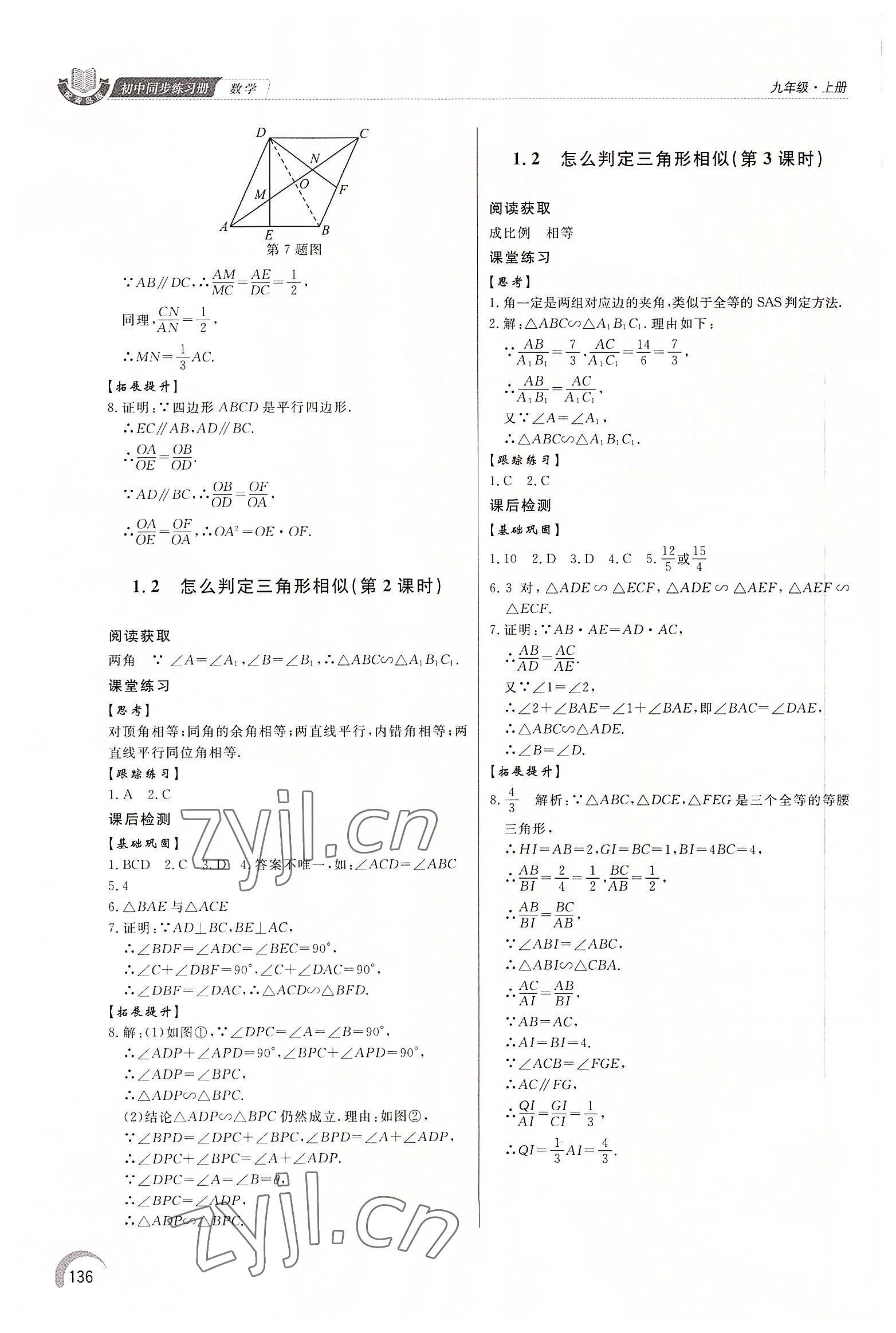 2022年同步练习册泰山出版社九年级数学上册青岛版 第2页