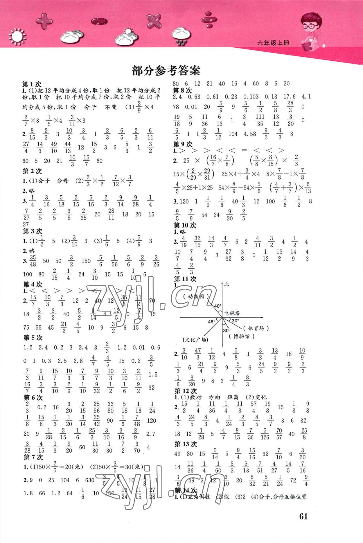 2022年快速口算本六年級上冊人教版 第1頁