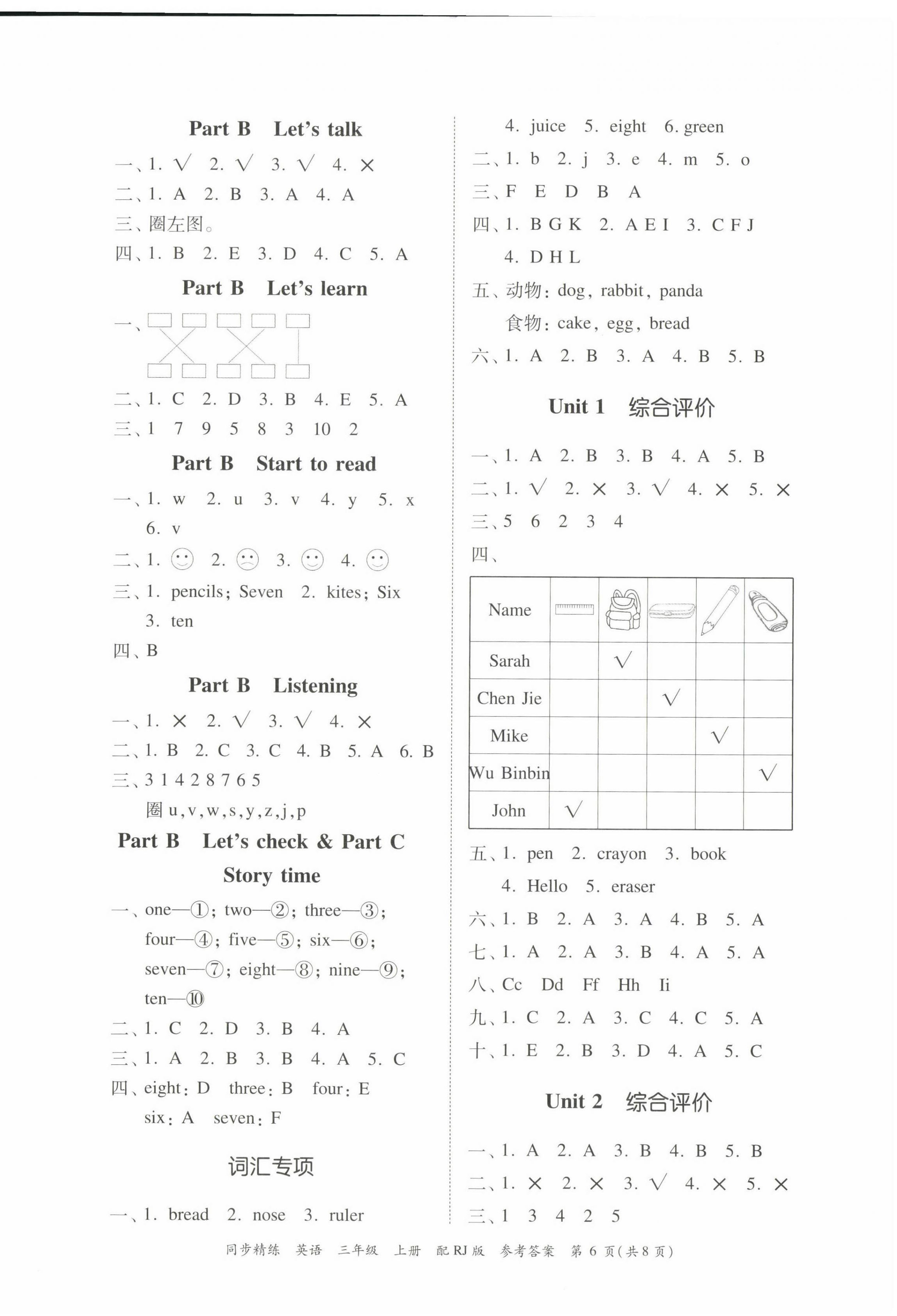 2022年同步精練廣東教育出版社三年級英語上冊人教版 第6頁