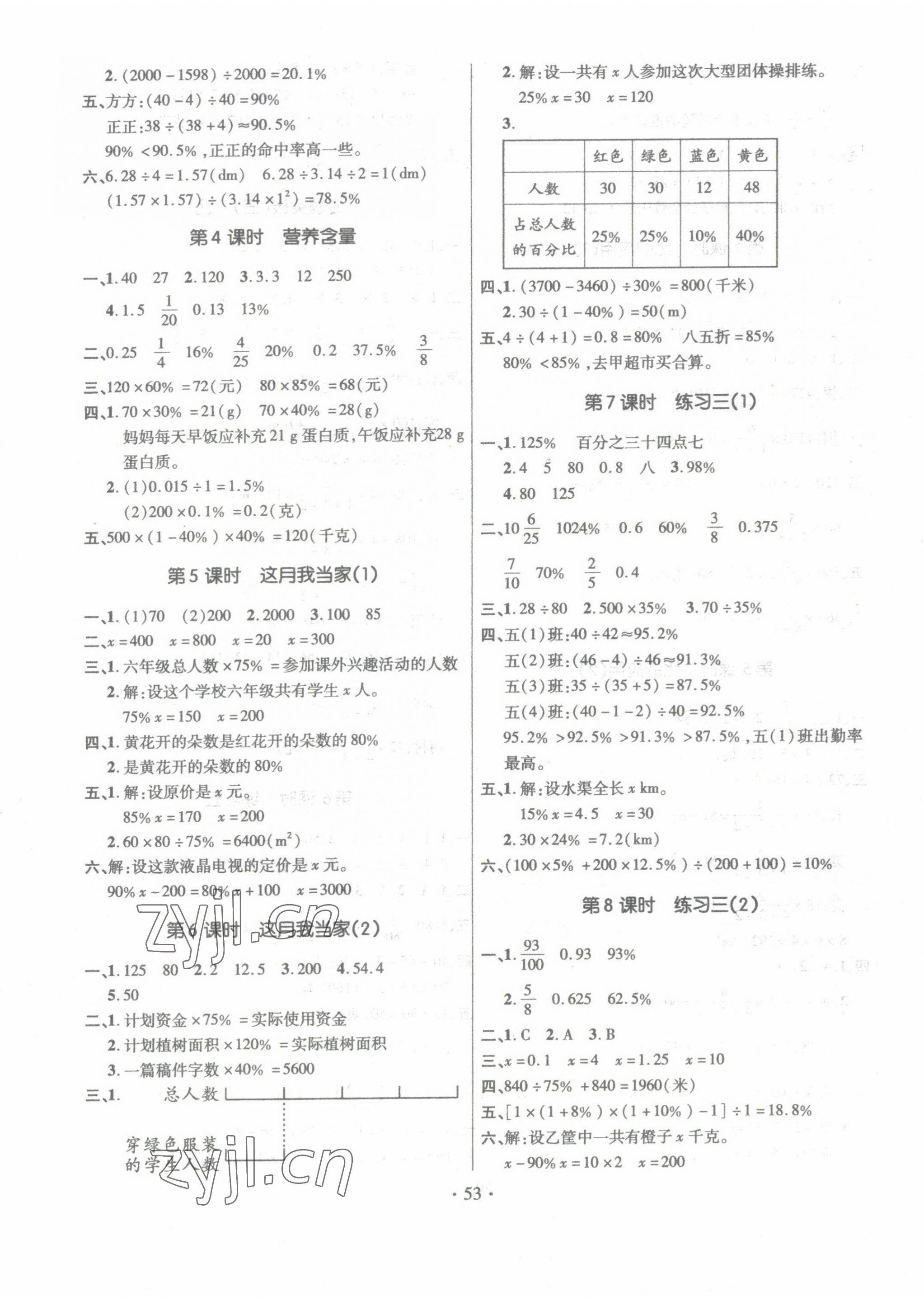 2022年高分突破創(chuàng)優(yōu)100六年級(jí)數(shù)學(xué)上冊(cè)北師大版 參考答案第5頁(yè)