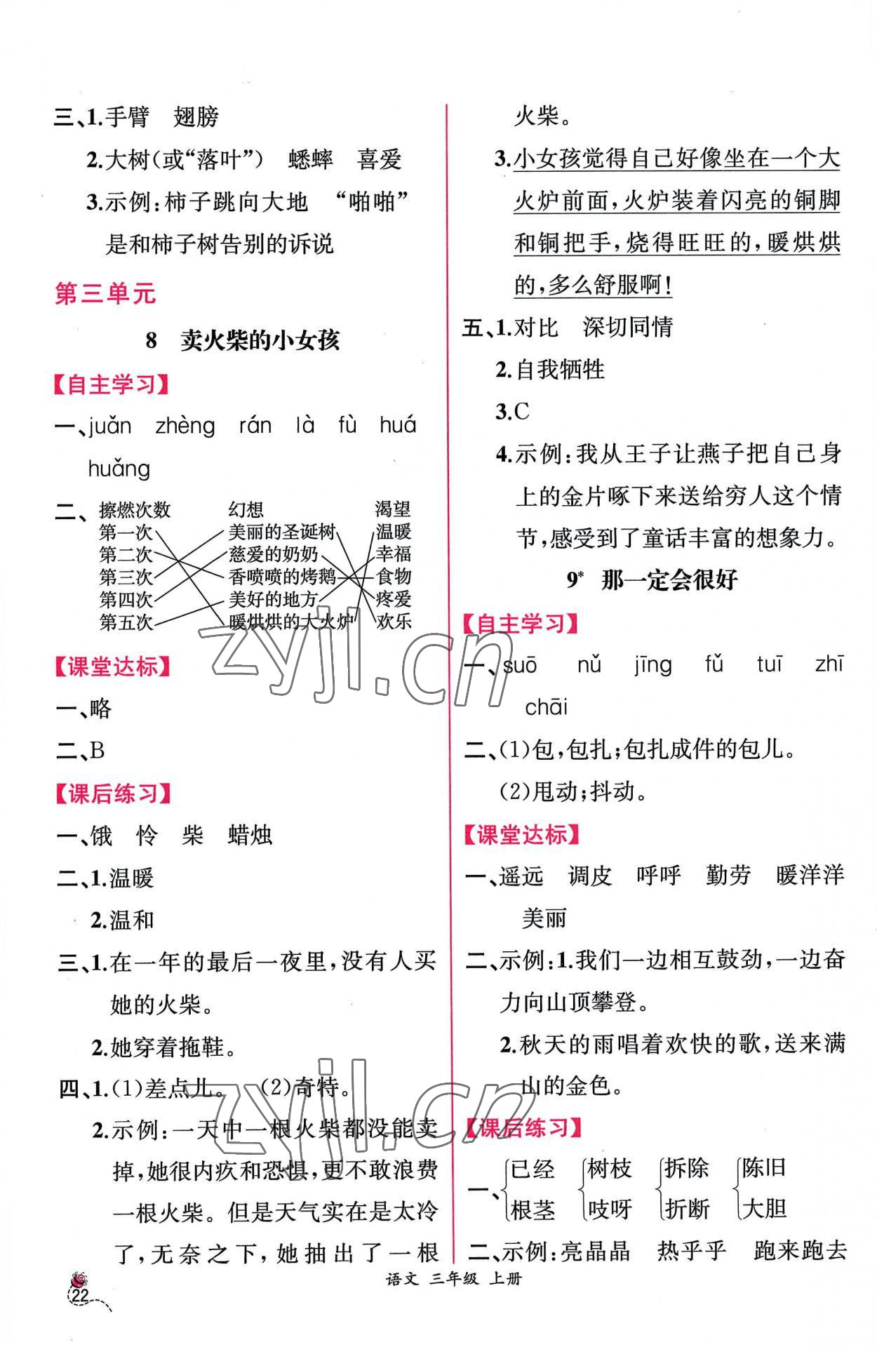 2022年同步導學案課時練三年級語文上冊人教版 第6頁