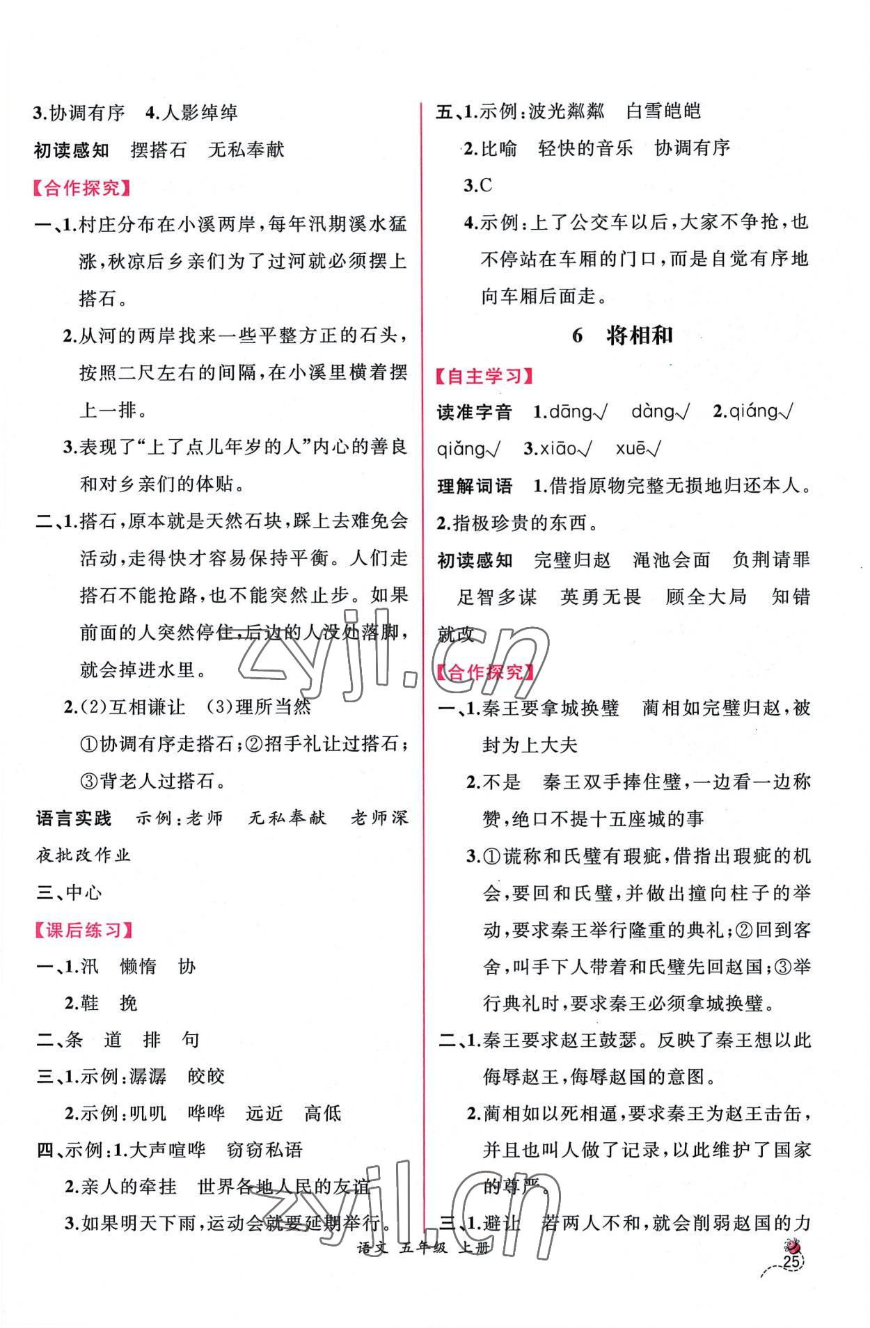 2022年同步導(dǎo)學(xué)案課時(shí)練五年級(jí)語文上冊人教版 第5頁