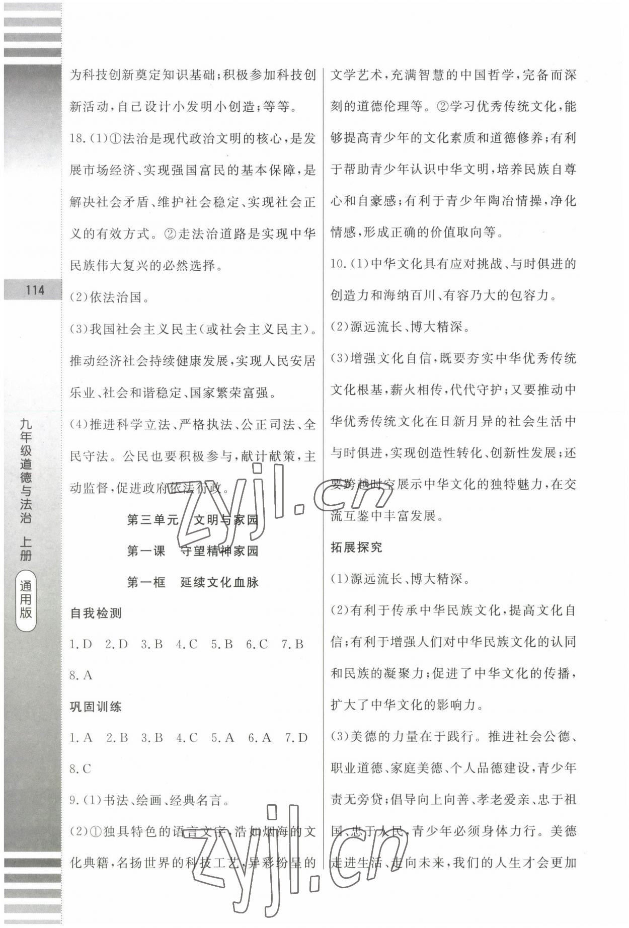 2022年課堂達(dá)標(biāo)測試九年級道德與法治上冊人教版&nbsp;第10頁