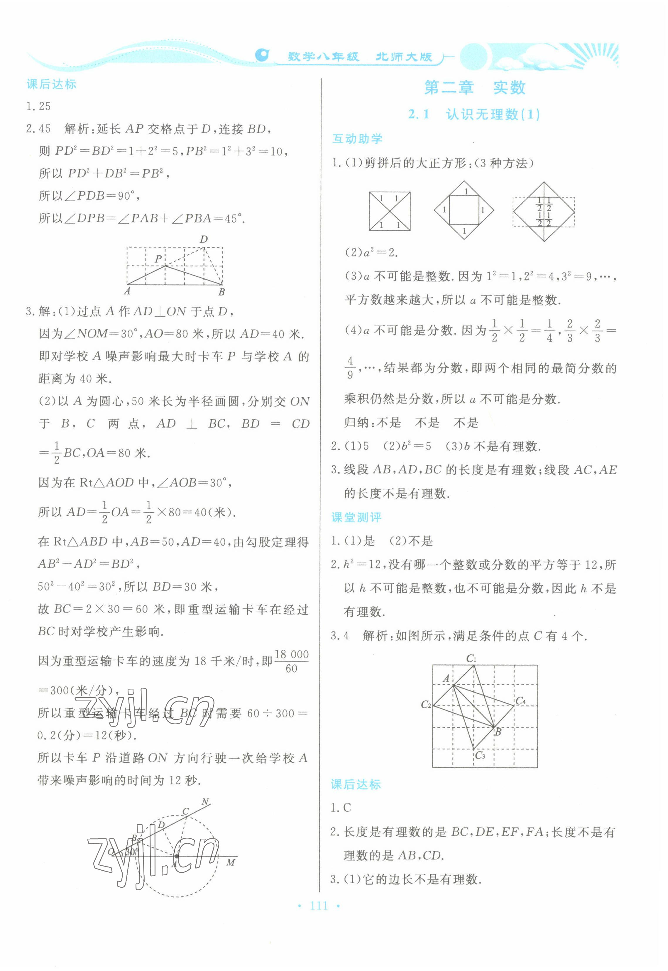 2022年學力水平同步檢測與評估八年級數(shù)學上冊北師大版 第3頁