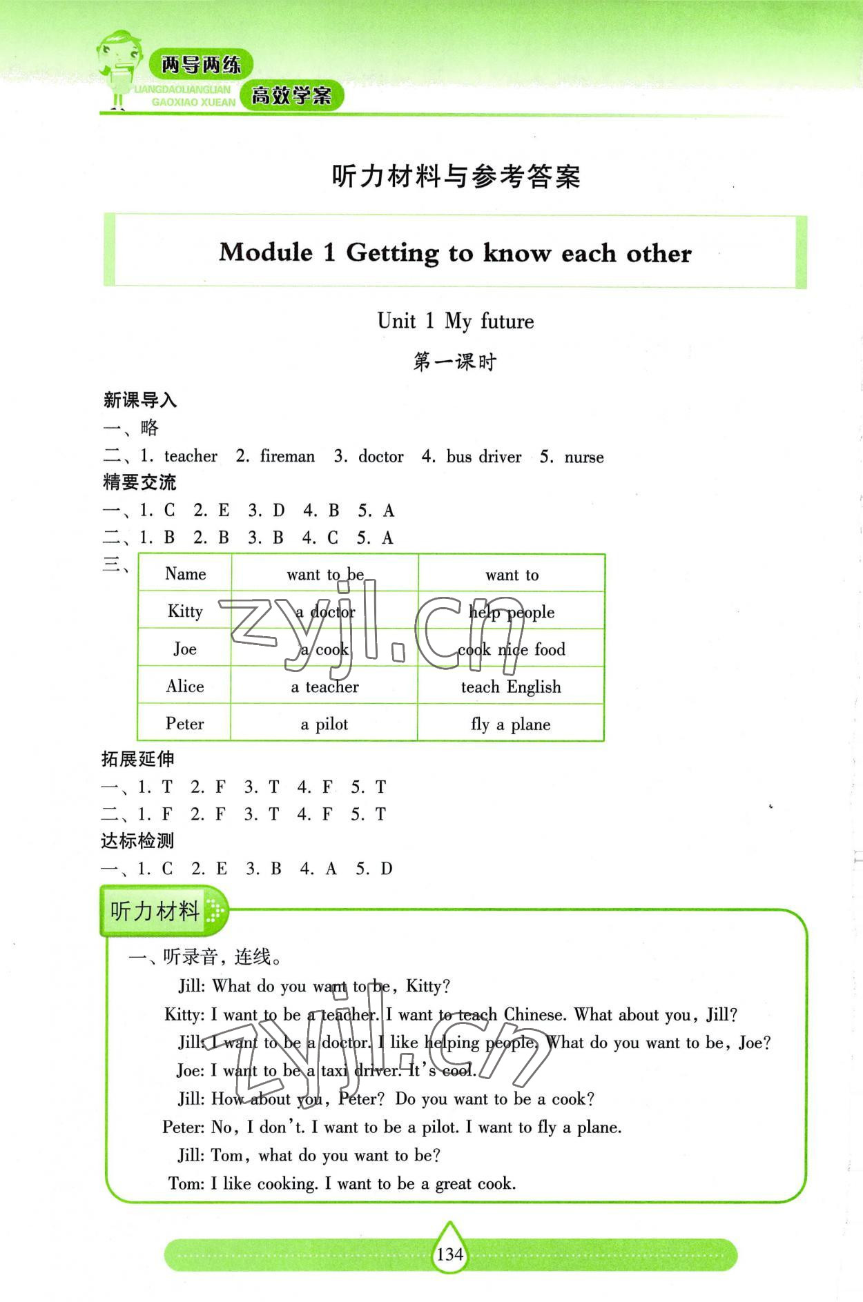 2022年新课标两导两练高效学案五年级英语上册沪教版 参考答案第1页