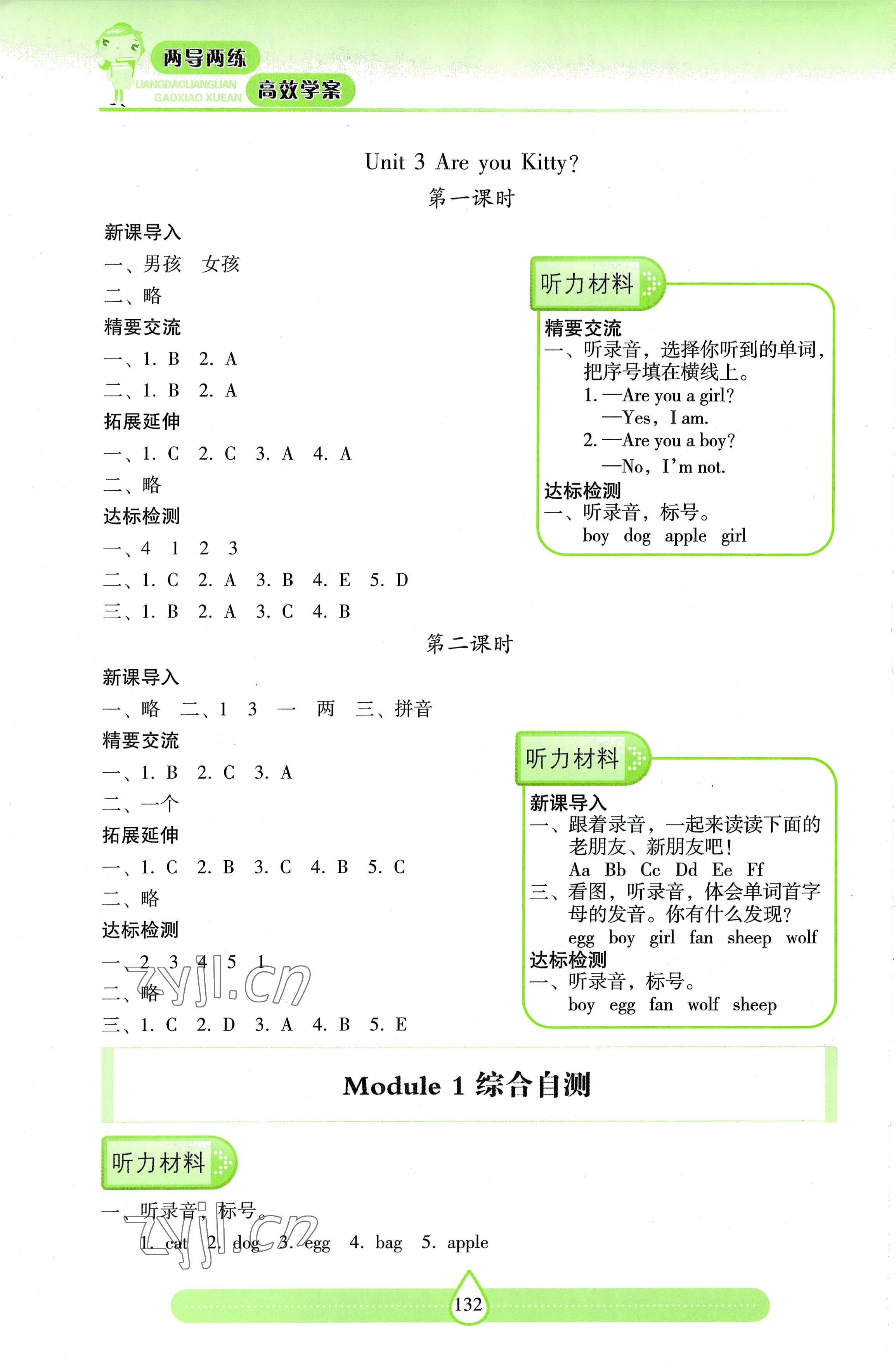 2022年新课标两导两练高效学案三年级英语上册沪教版 参考答案第3页