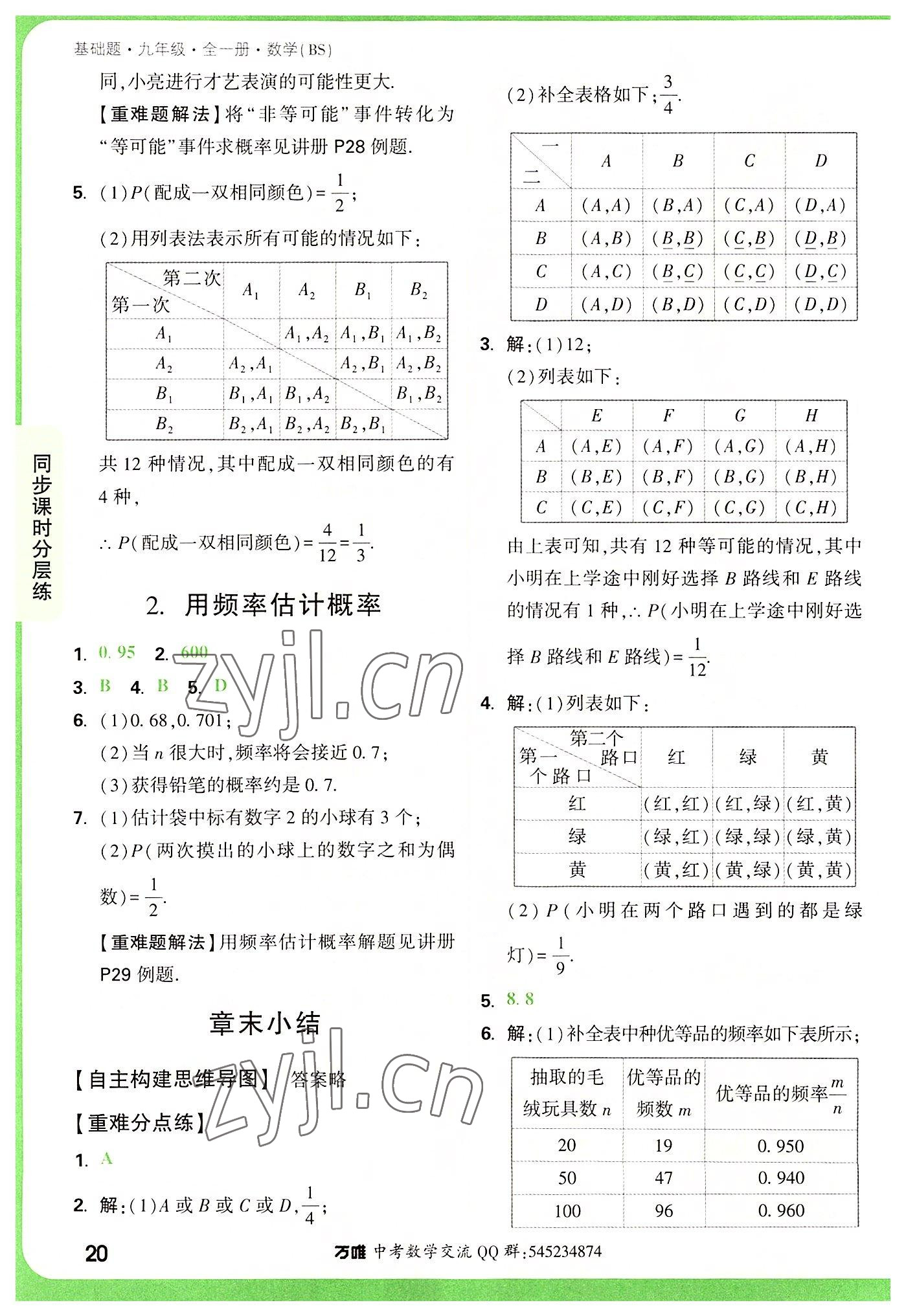 2022年萬唯中考基礎(chǔ)題九年級數(shù)學(xué)全一冊北師大版 第20頁