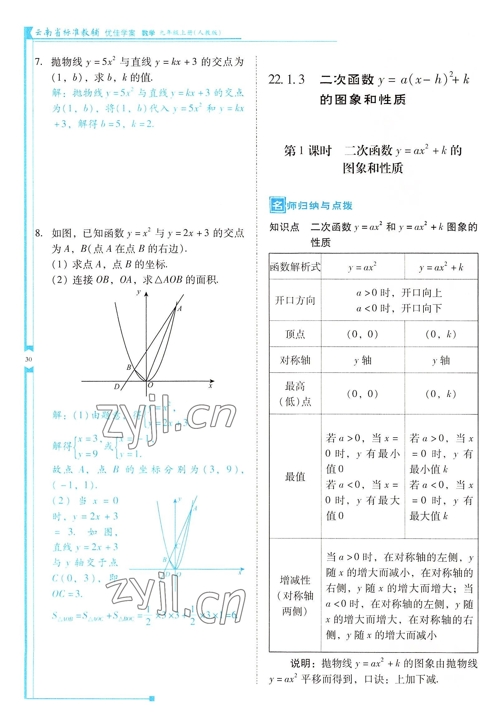 2022年云南省標準教輔優(yōu)佳學案九年級數(shù)學上冊人教版 參考答案第30頁