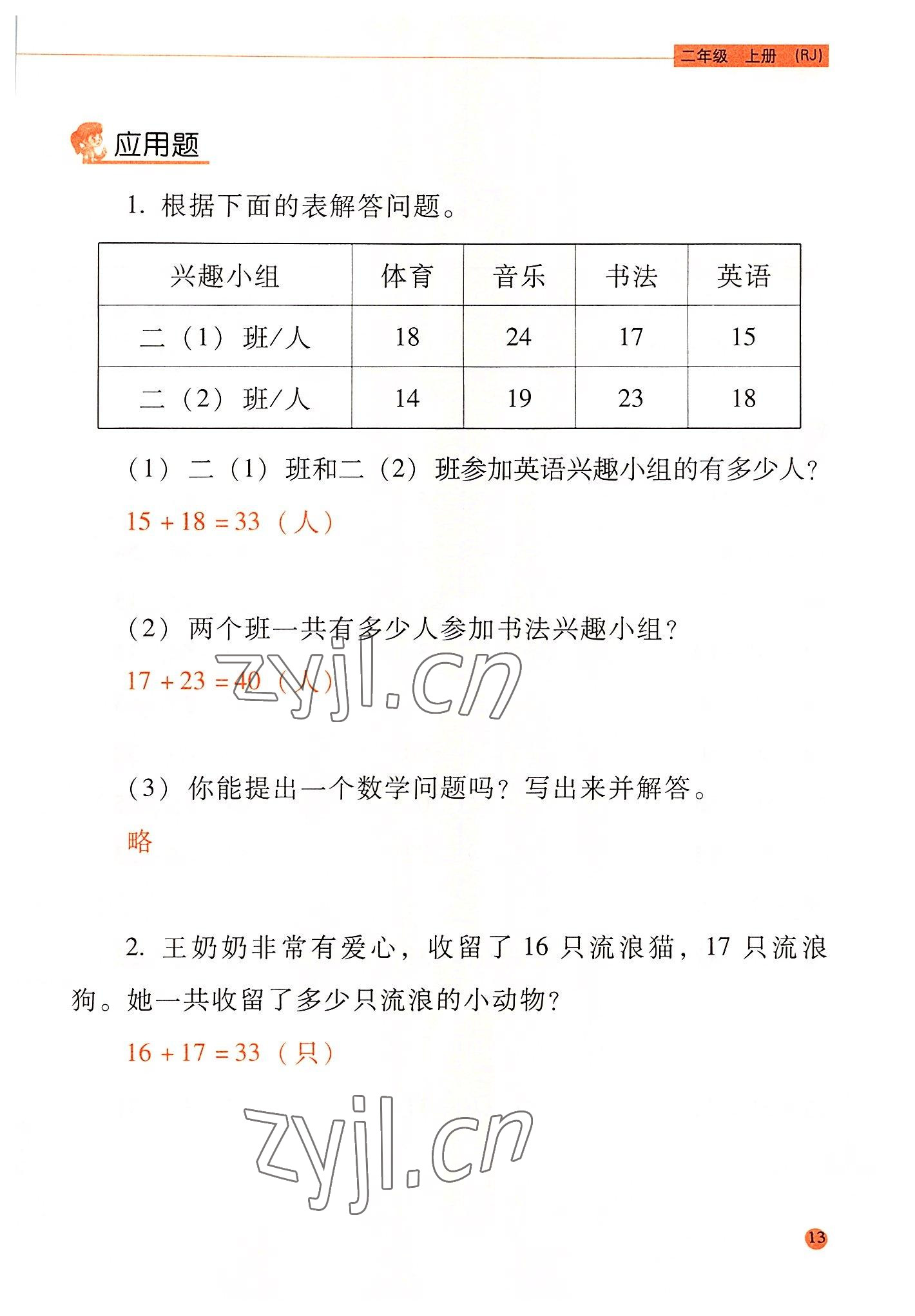 2022年晨光全優(yōu)口算應(yīng)用題天天練二年級(jí)數(shù)學(xué)上冊(cè)人教版 參考答案第12頁(yè)