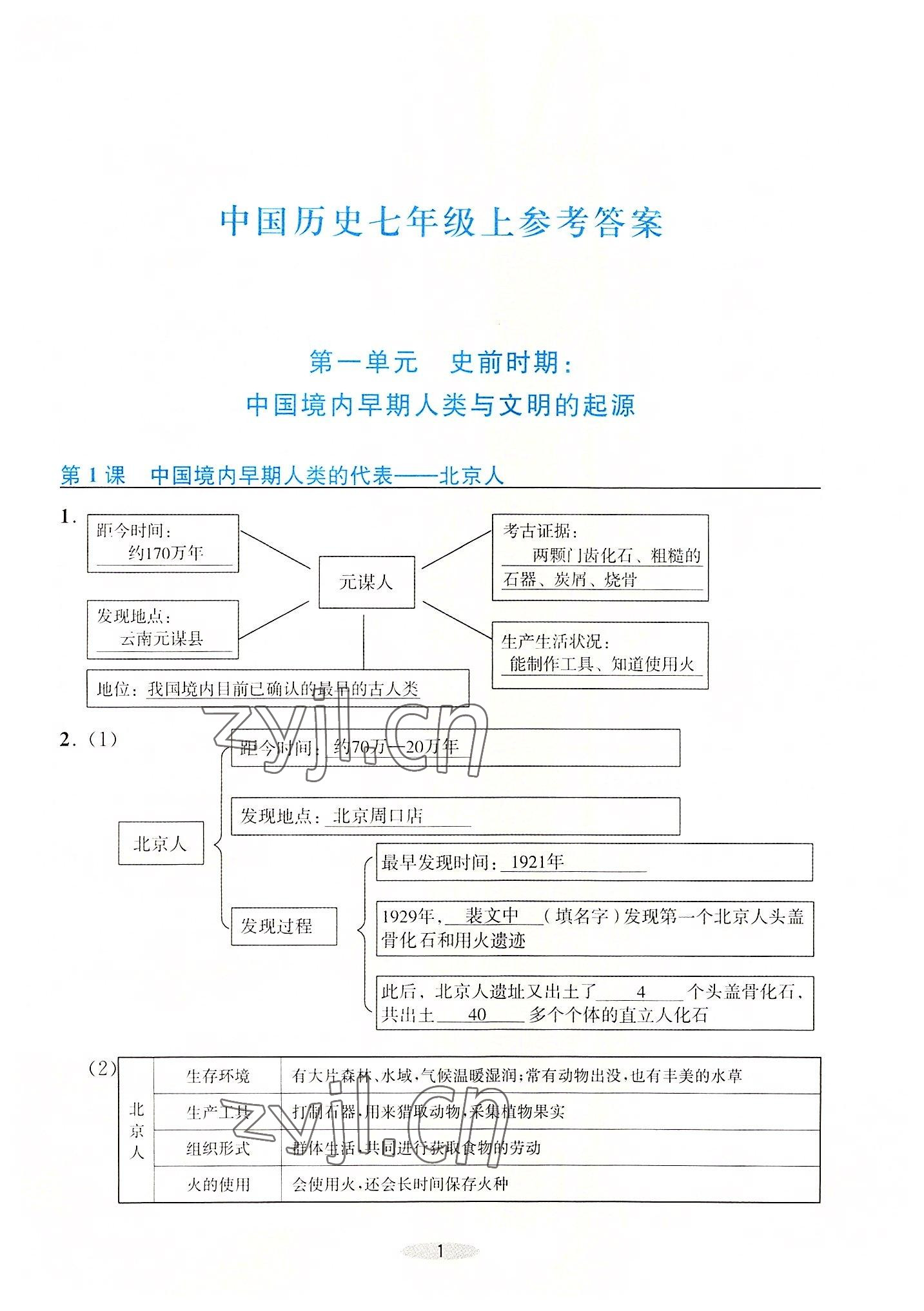 2022年預學與導學七年級歷史上冊人教版 第1頁