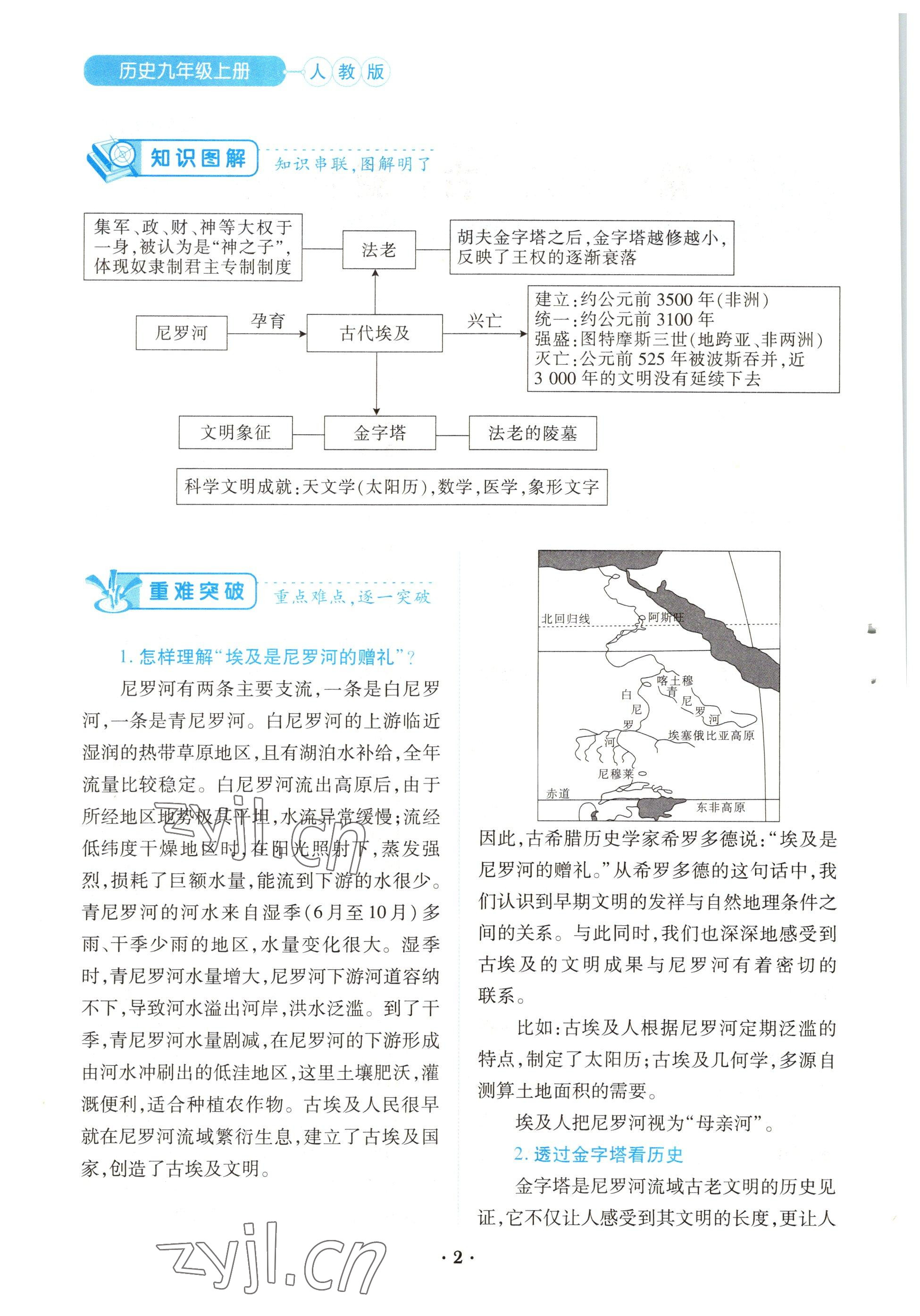 2022年一課一練創(chuàng)新練習(xí)九年級歷史上冊人教版 參考答案第2頁