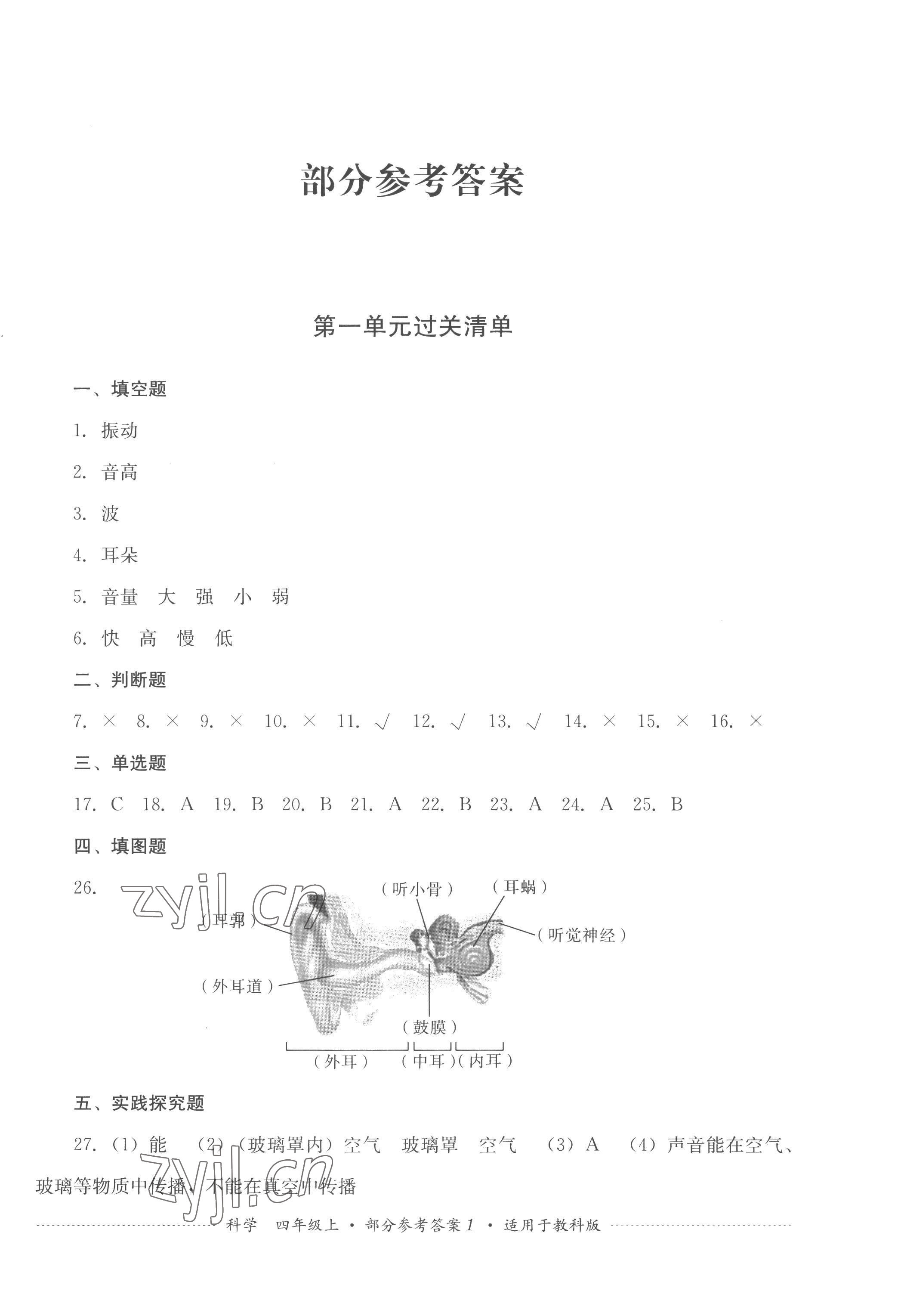 2022年過(guò)關(guān)清單四川教育出版社四年級(jí)科學(xué)上冊(cè)教科版 第1頁(yè)