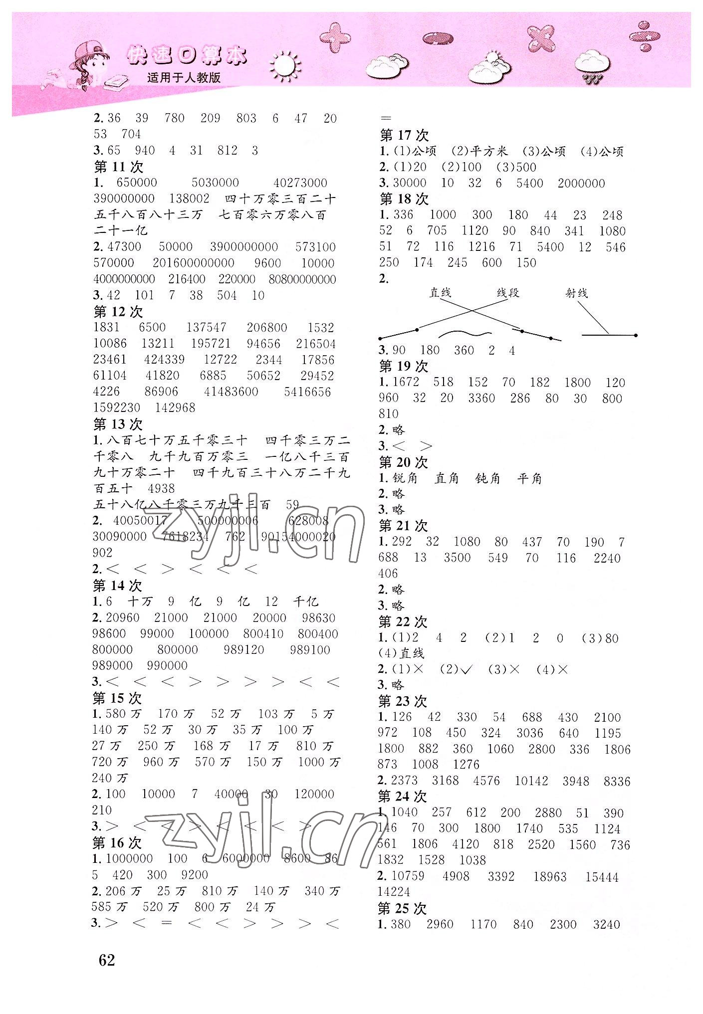 2022年快速口算本四年级上册人教版 第2页