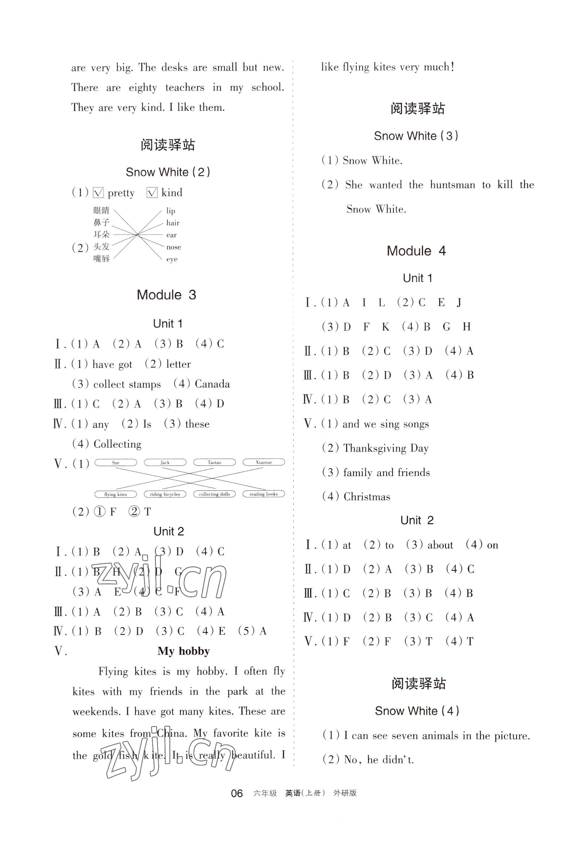 2022年學(xué)習(xí)之友六年級英語上冊外研版 參考答案第2頁