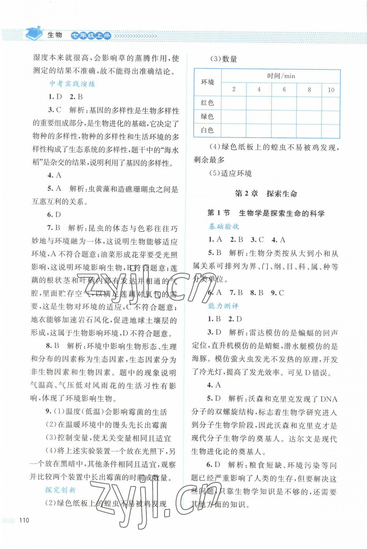 2022年課堂精練七年級生物上冊北師大版雙色 第2頁