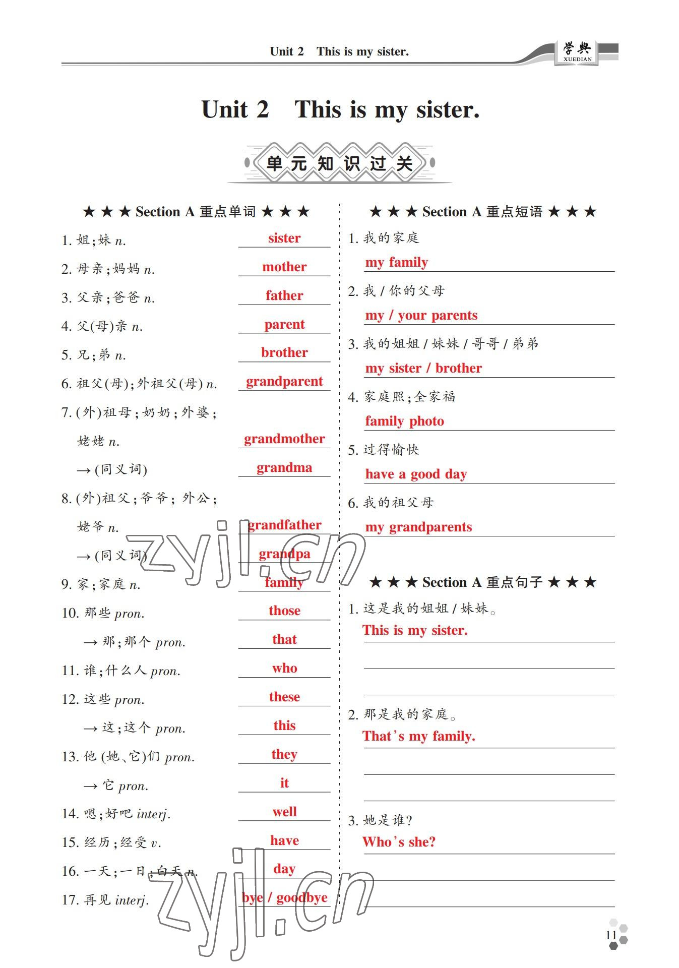 2022年學(xué)典四川七年級(jí)英語(yǔ)上冊(cè)人教版 參考答案第11頁(yè)