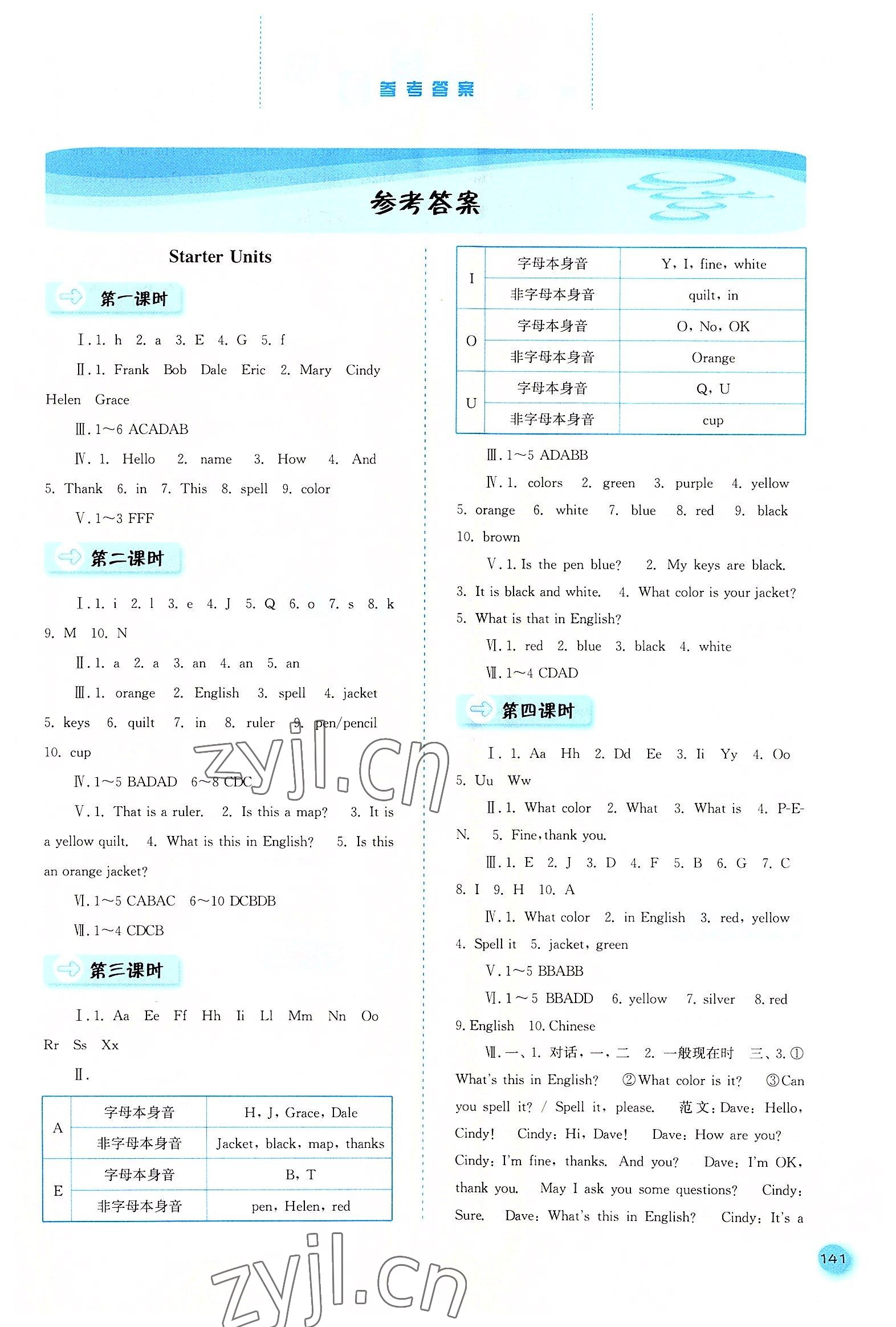 2022年同步训练河北人民出版社七年级英语上册人教版 第1页