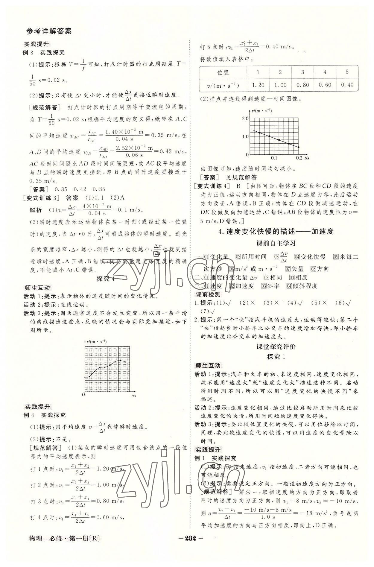 2022年金版教程高中新課程創(chuàng)新導學案高中物理必修第一冊人教版新高考 參考答案第4頁