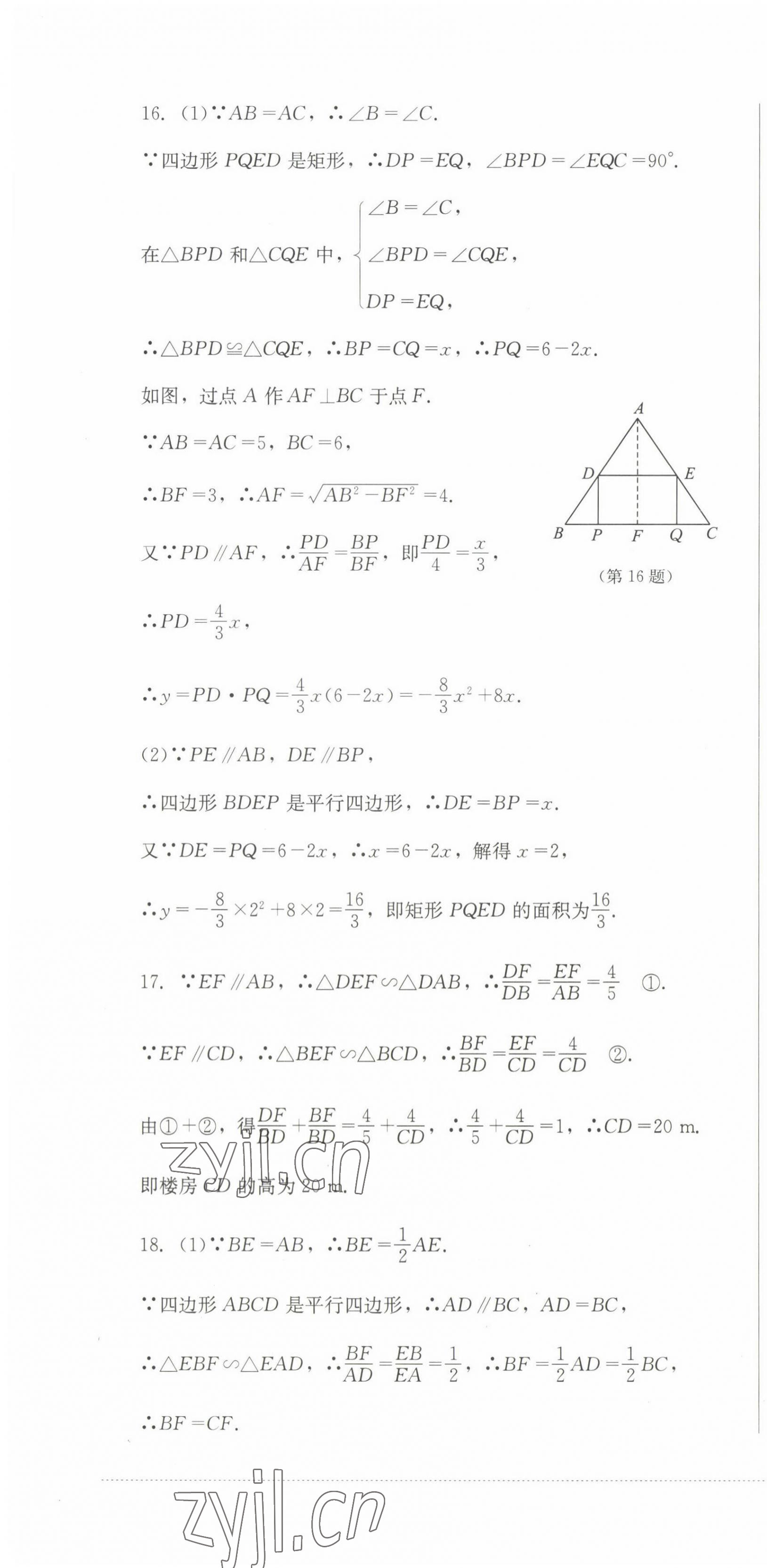 2022年學(xué)情點評四川教育出版社九年級數(shù)學(xué)上冊華師大版 參考答案第4頁