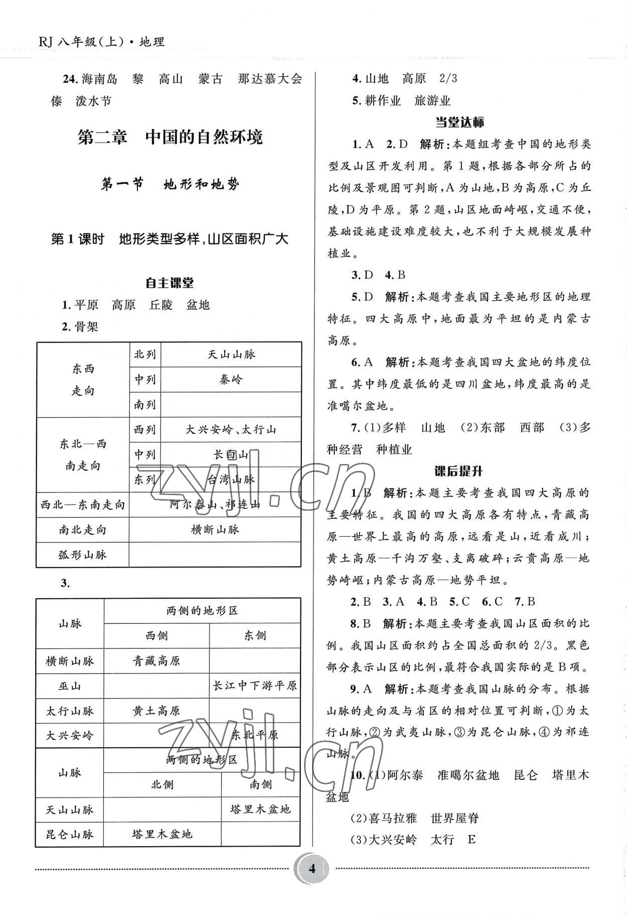 2022年奪冠百分百初中精講精練八年級(jí)地理上冊(cè)人教版 參考答案第4頁(yè)