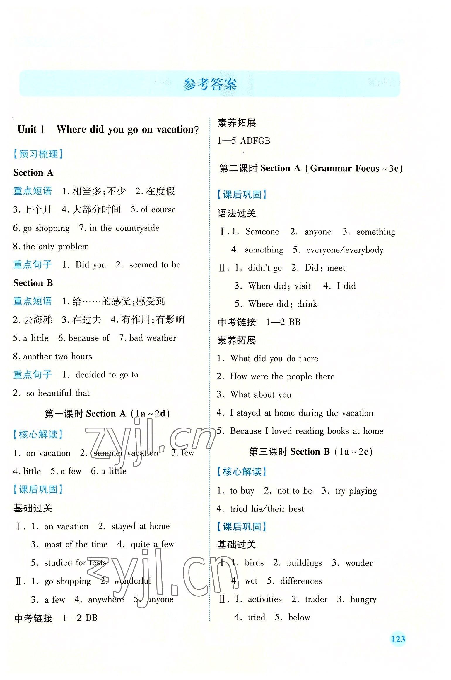 2022年绩优学案八年级英语上册人教版 第1页