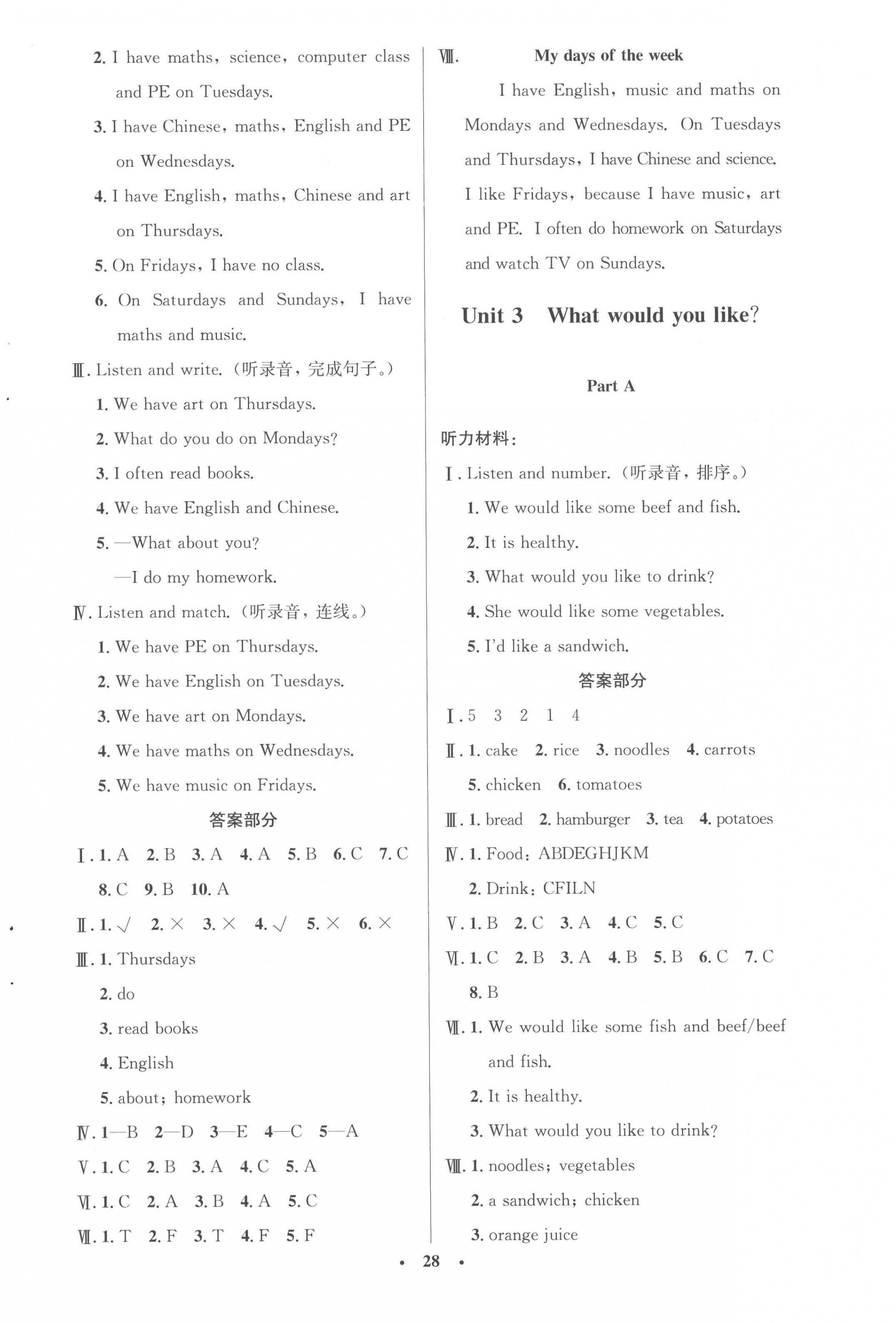 2022年同步測控優(yōu)化設(shè)計五年級英語上冊人教版廣東專版 參考答案第4頁