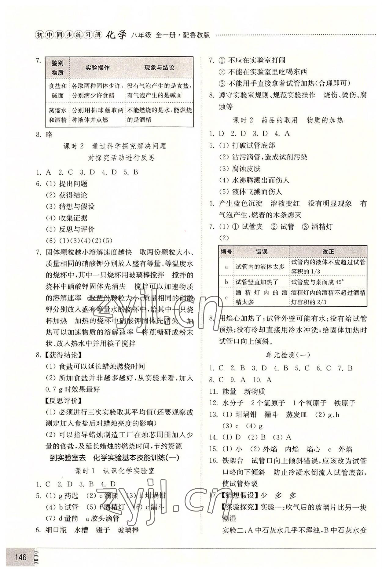 2022年初中同步练习册八年级化学全一册鲁教版五四制山东教育出版社 第2页