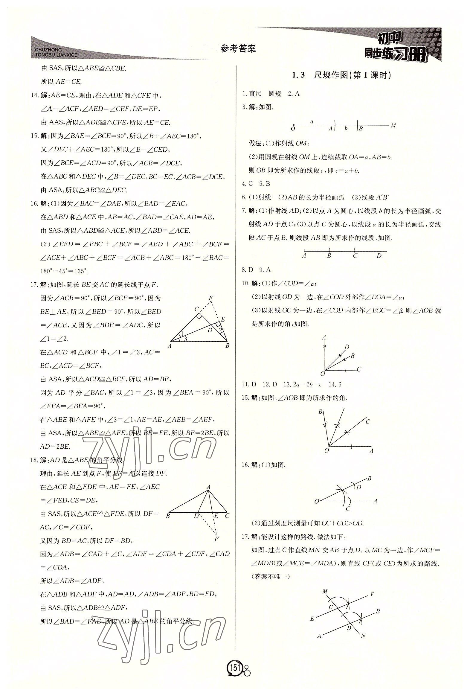 2022年初中同步練習(xí)冊八年級數(shù)學(xué)上冊青島版北京教育出版社 第3頁